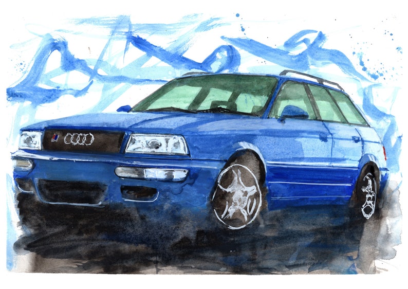 Audi RS2 Print. Audi RS2 Poster. Gifts For Him. Hand Painted Art. birthday gift