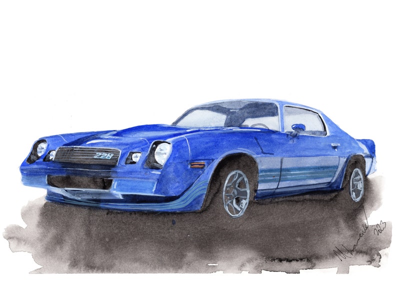 Chevy Camaro Print. Chevy Camaro Poster. Gifts For Him. Hand Painted Art. birthday gift