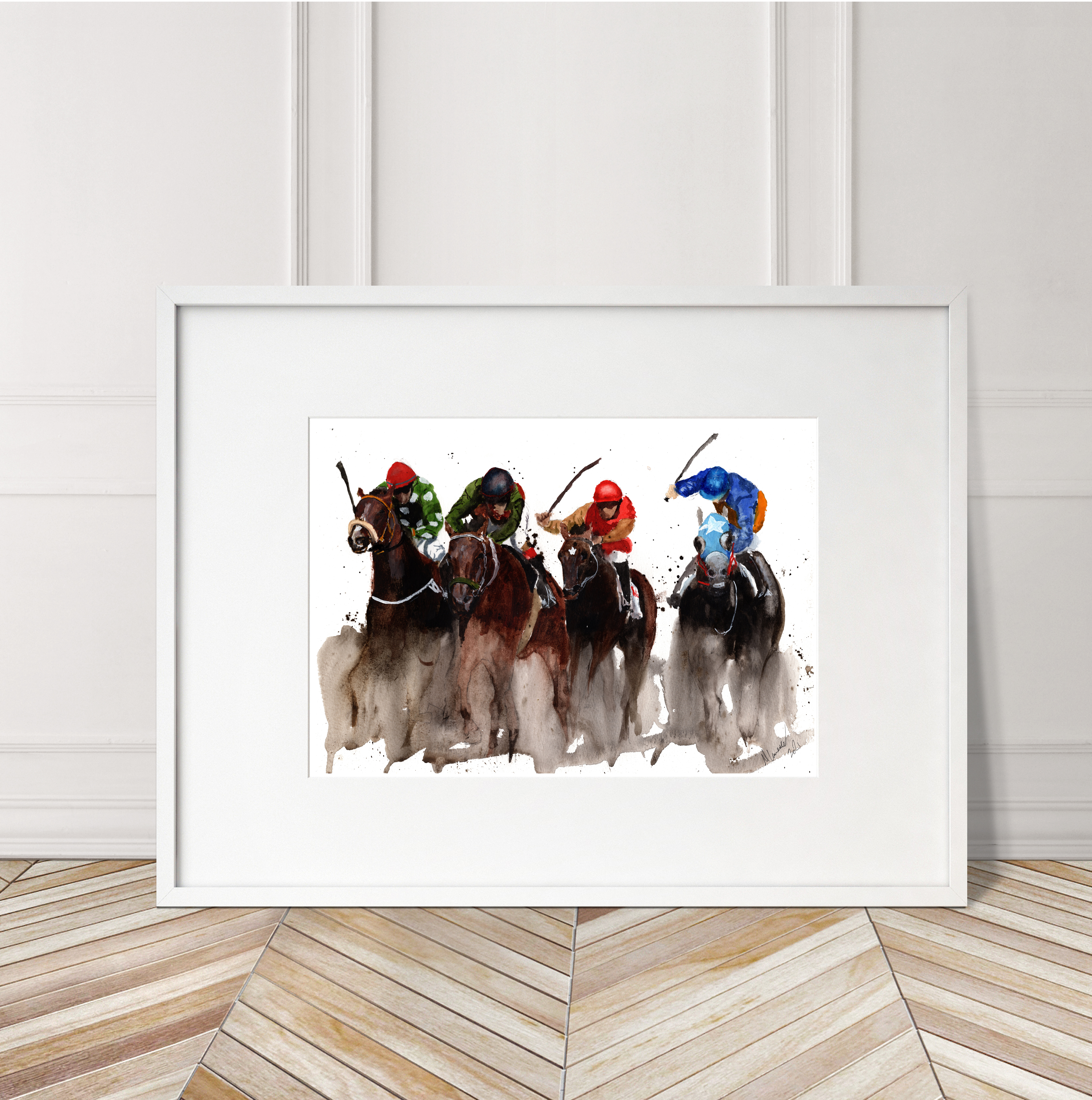 Final Straight Racing Print. Racing Poster. Gifts For Him. Hand Painted Art. birthday gift