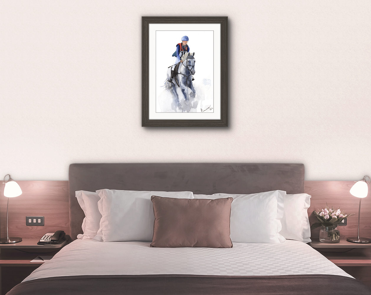 Jockey Riding Print. Jockey Riding Poster. Gifts For Him. Hand Painted Art. birthday gift