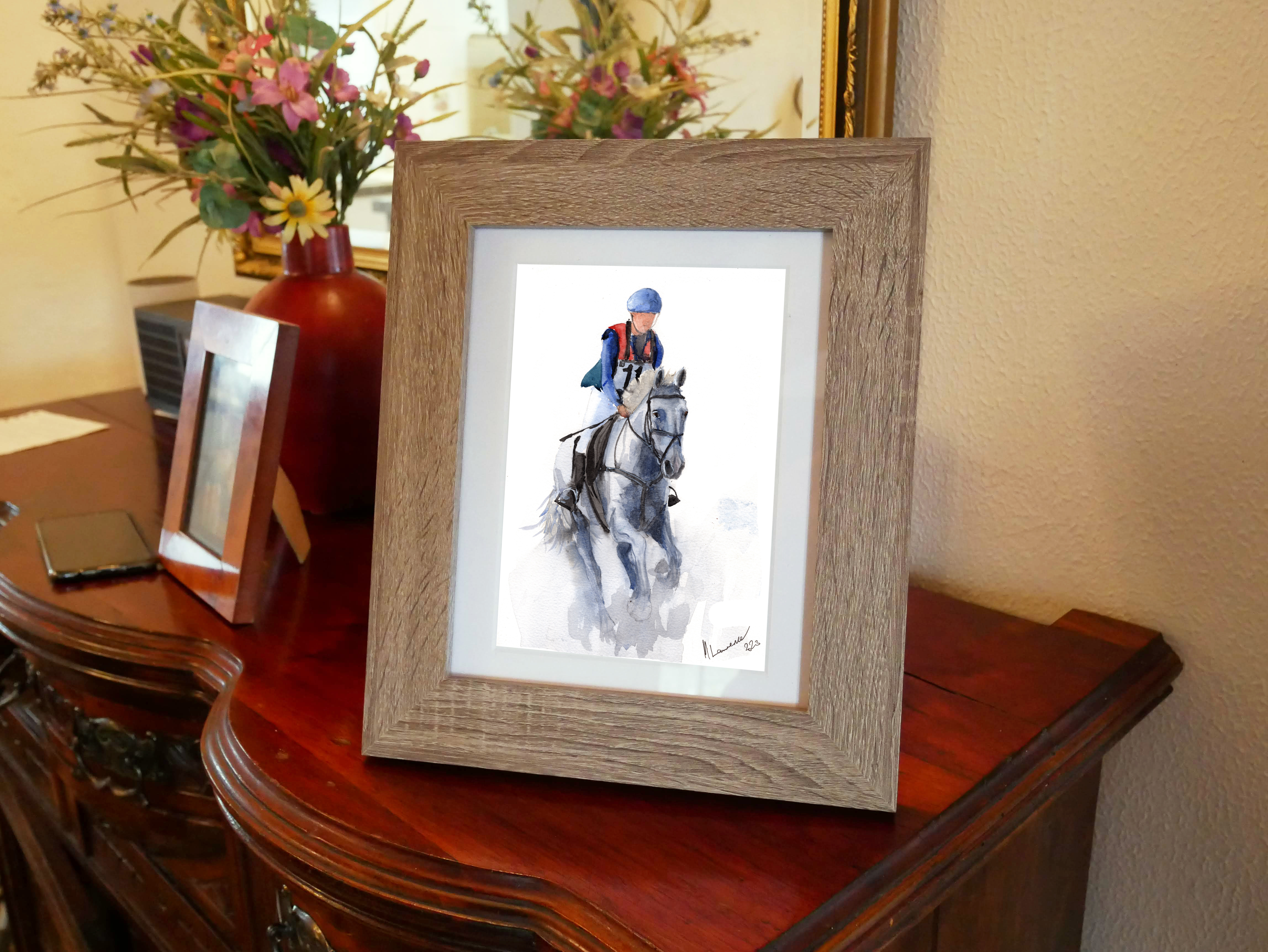 Jockey Riding Print. Jockey Riding Poster. Gifts For Him. Hand Painted Art. birthday gift