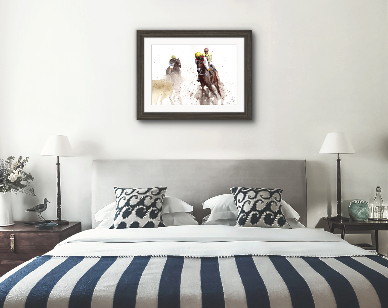 Last Bend Racing Print. Horse Racing Poster. Gifts For Him. Hand Painted Art. birthday gift
