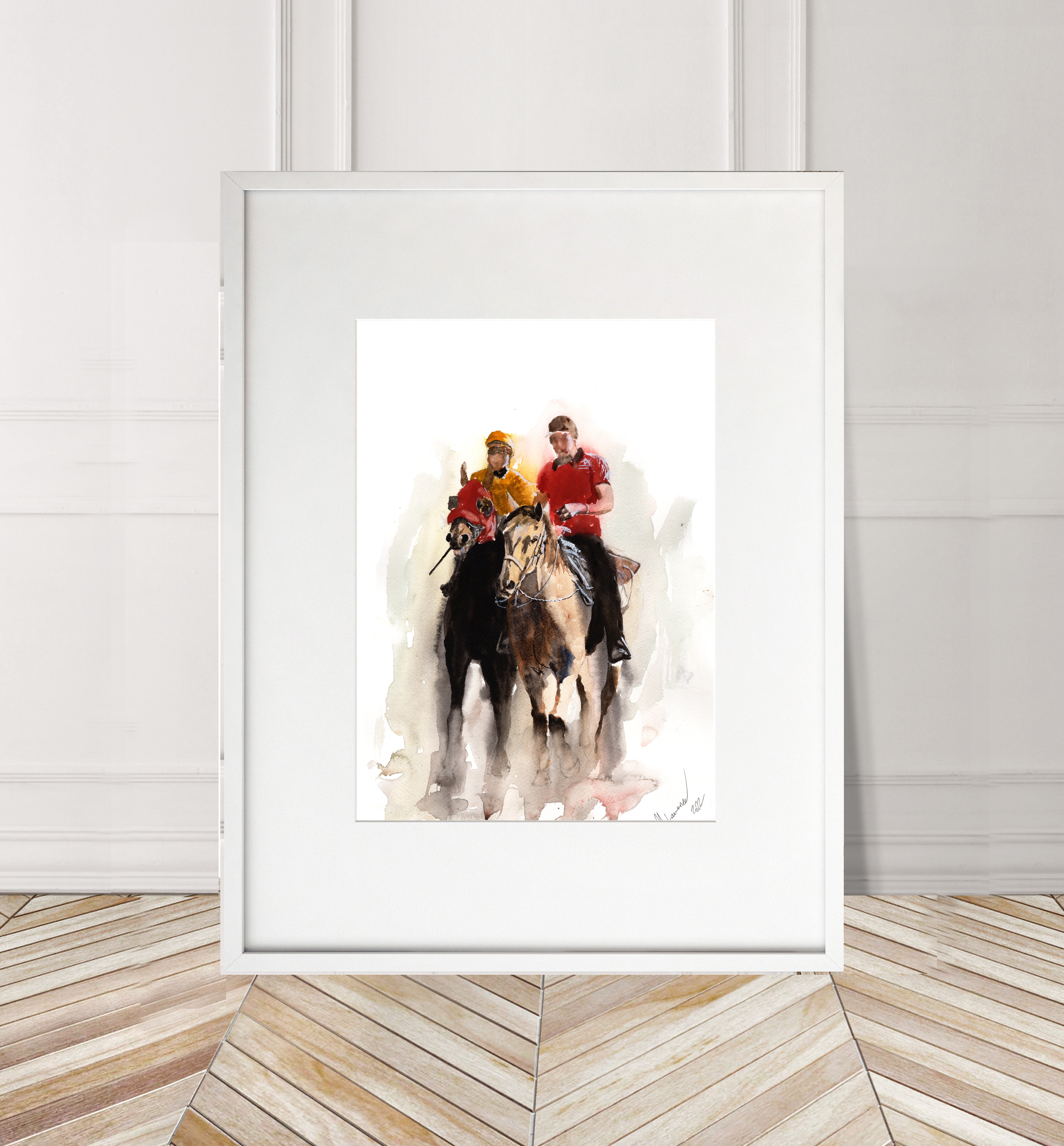 Practice Run Racing Print. Horse Racing Poster. Gifts For Him. Hand Painted Art. birthday gift