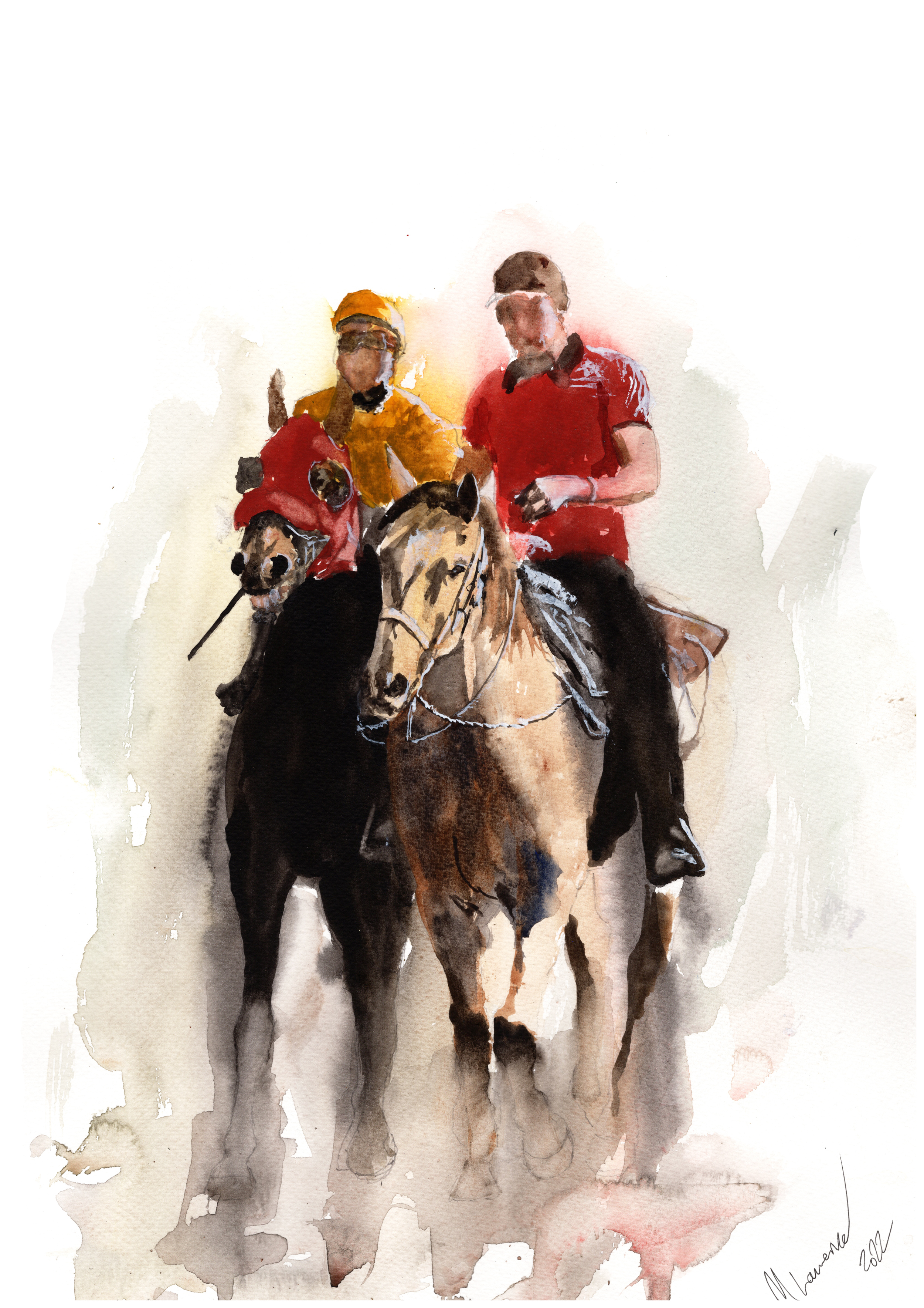 Practice Run Racing Print. Horse Racing Poster. Gifts For Him. Hand Painted Art. birthday gift