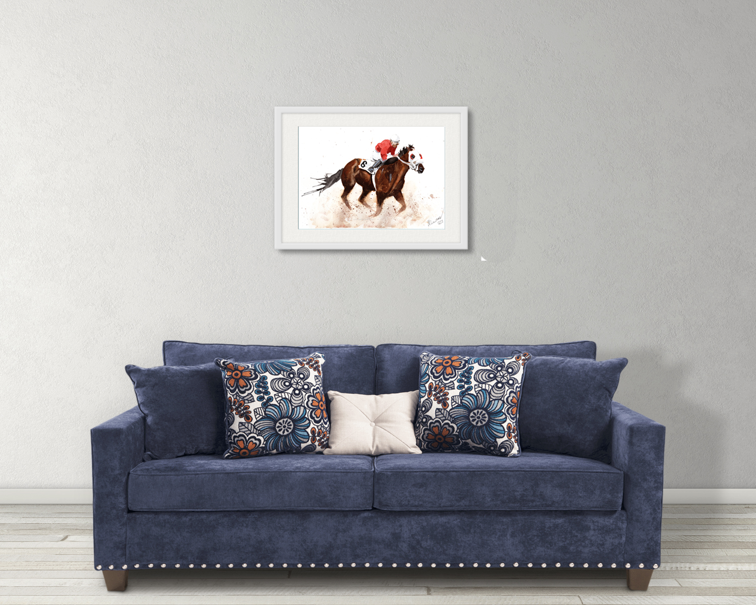 Sprint Racing Print. Horse Racing Poster. Gifts For Him. Hand Painted Art. birthday gift