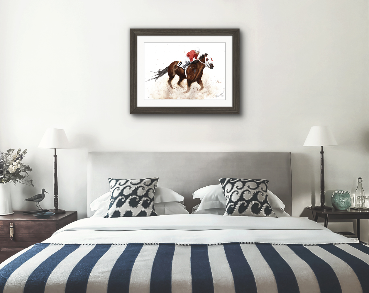 Sprint Racing Print. Horse Racing Poster. Gifts For Him. Hand Painted Art. birthday gift