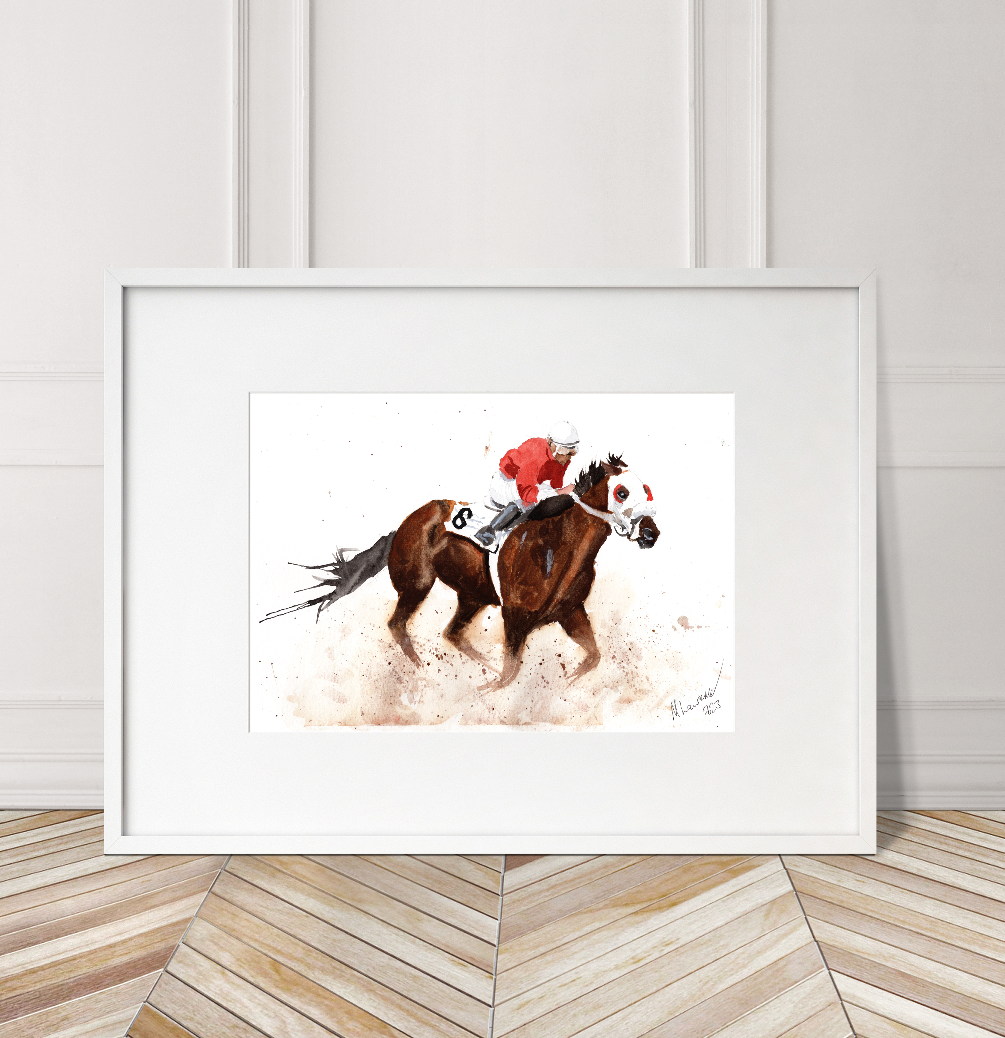 Sprint Racing Print. Horse Racing Poster. Gifts For Him. Hand Painted Art. birthday gift