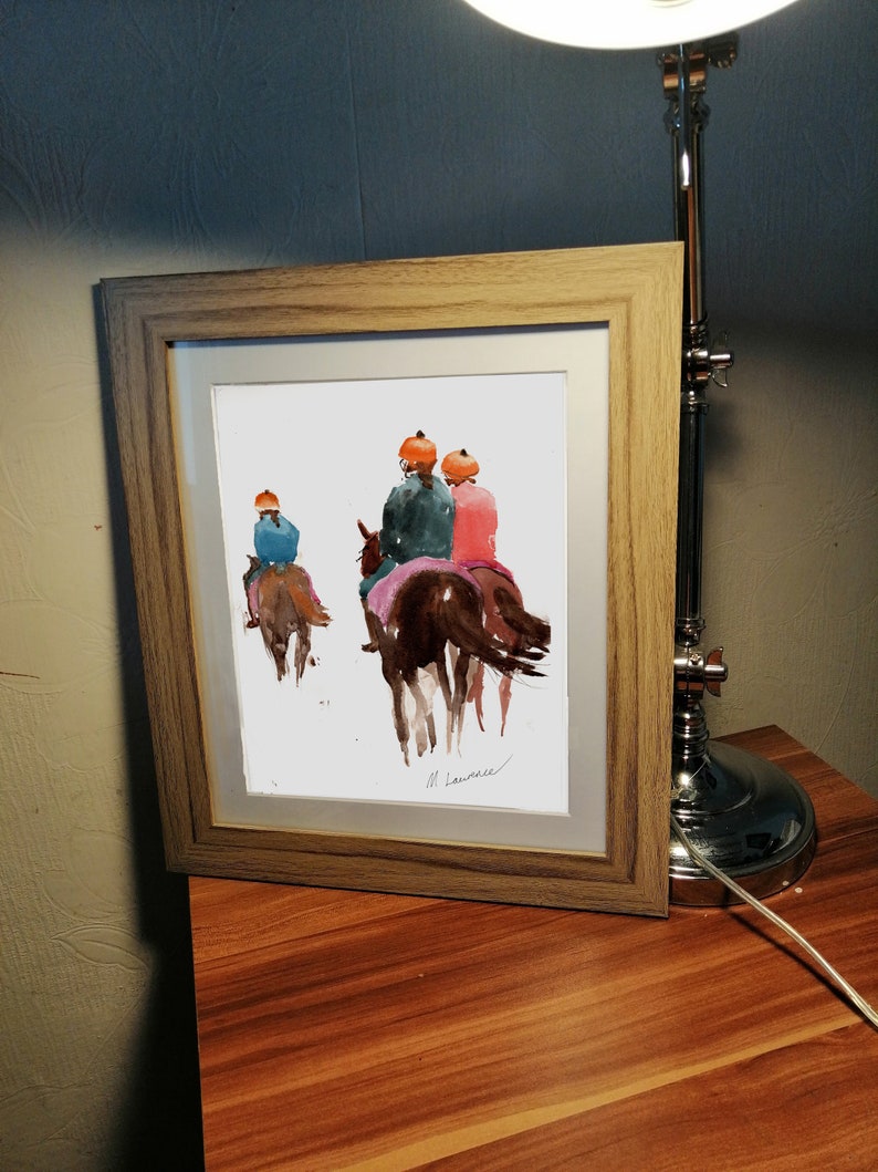Morning Excercise Riding Print. Riding Poster. Gifts For Him. Hand Painted Art. birthday gift