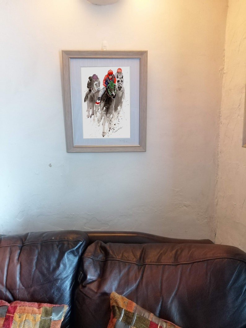 Jockey Racing Print. Jockey Racing Poster. Gifts For Him. Hand Painted Art. birthday gift