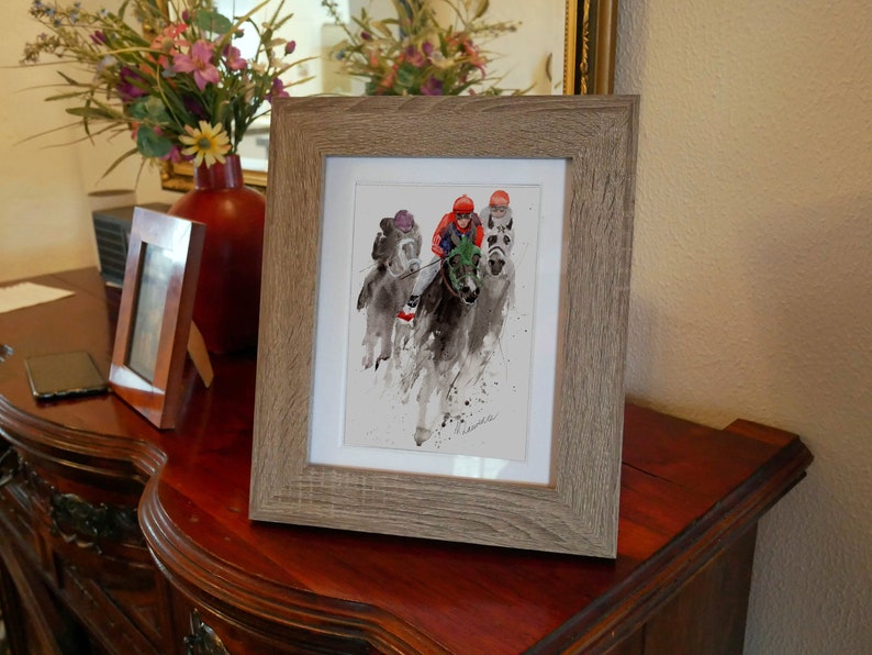Jockey Racing Print. Jockey Racing Poster. Gifts For Him. Hand Painted Art. birthday gift