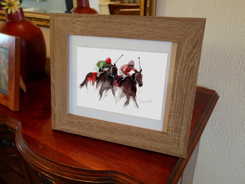 Gallop Racing Print. Jockey Racing Poster. Gifts For Him. Hand Painted Art. birthday gift