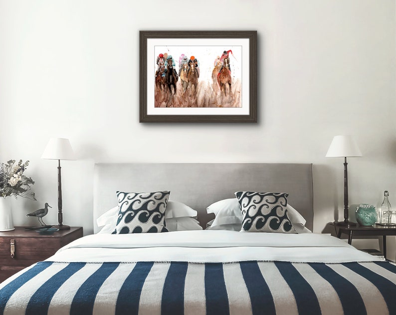 Derby Racing Print. Jockey Racing Poster. Gifts For Him. Hand Painted Art. birthday gift