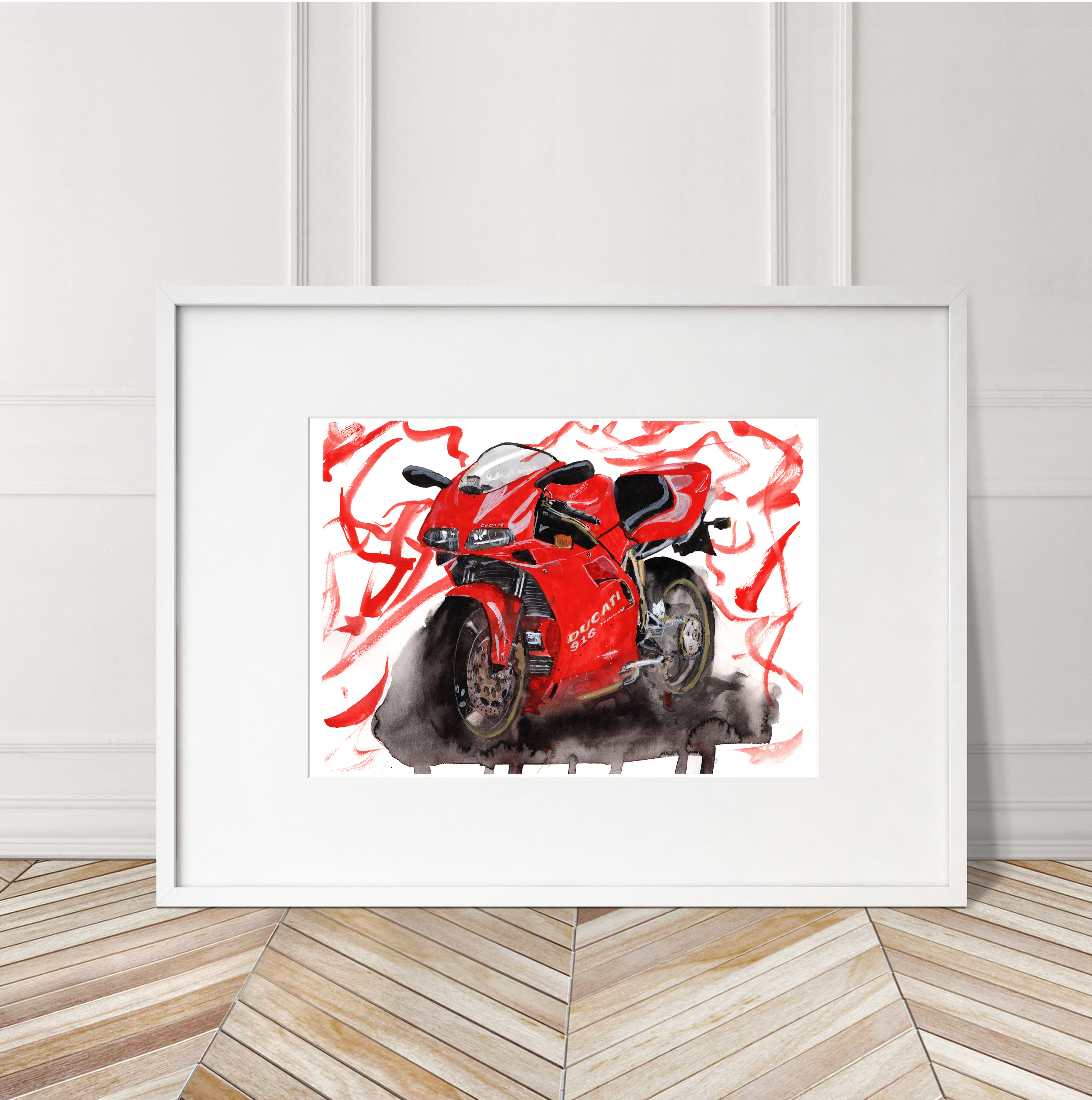 Ducati 916 Print. Ducati 916 Poster. Gifts For Him. Hand Painted Art. birthday gift
