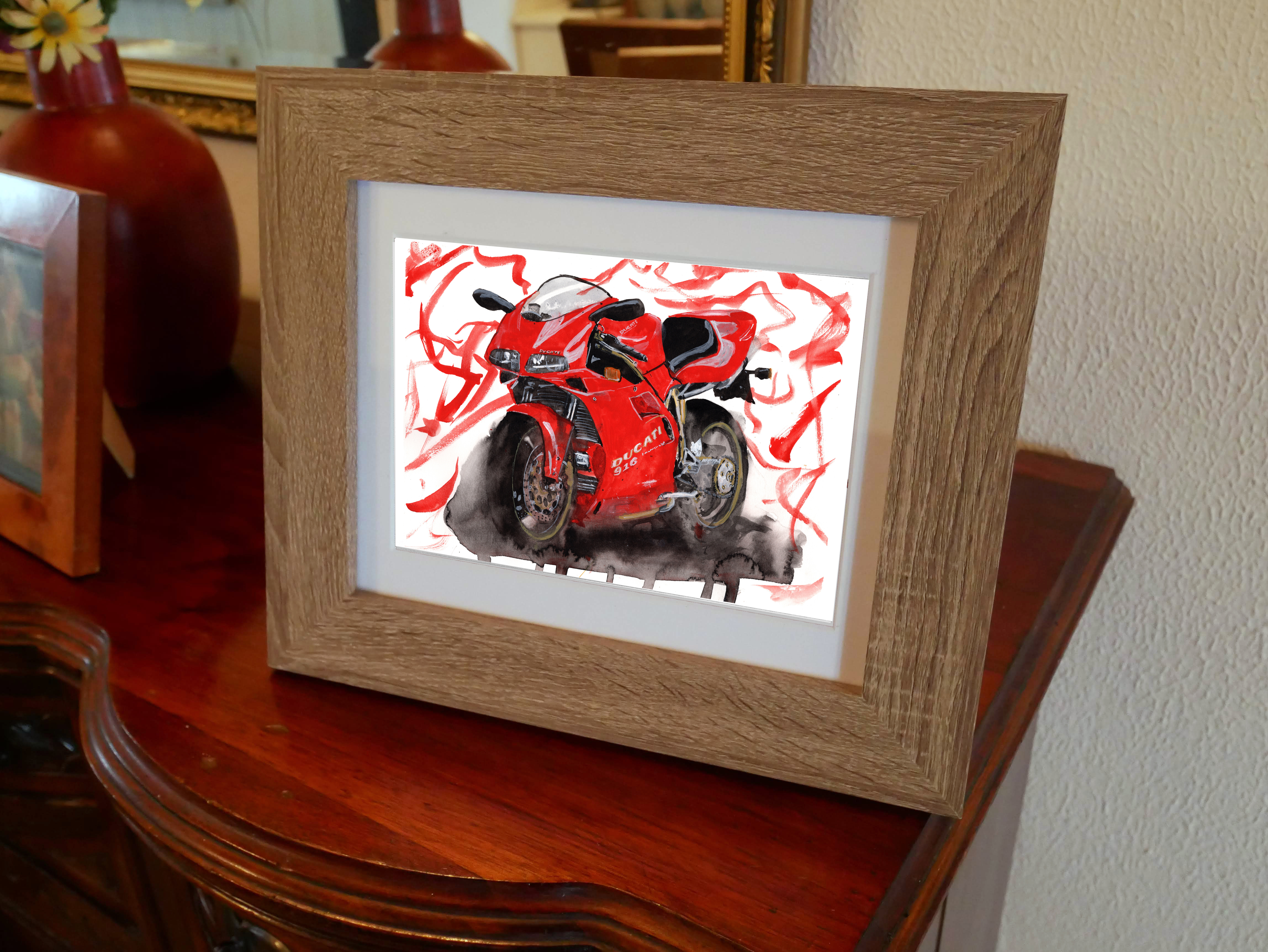Ducati 916 Print. Ducati 916 Poster. Gifts For Him. Hand Painted Art. birthday gift