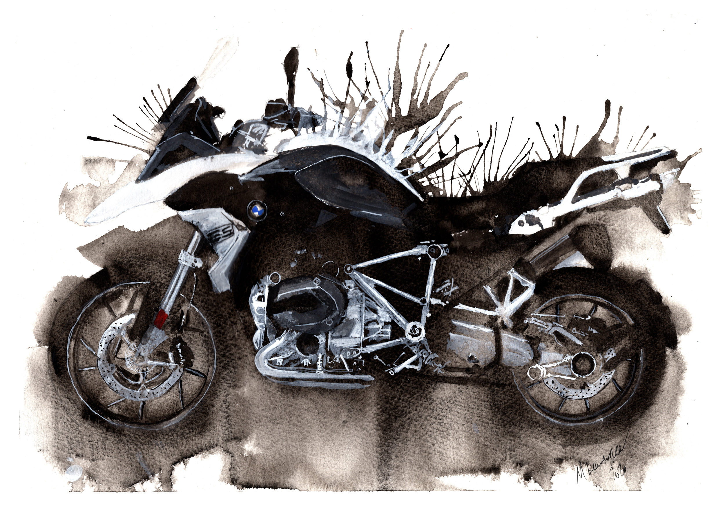 Bmw 1200 GS Print. Bmw 1200 GS Poster. Gifts For Him. Hand Painted Art. birthday gift