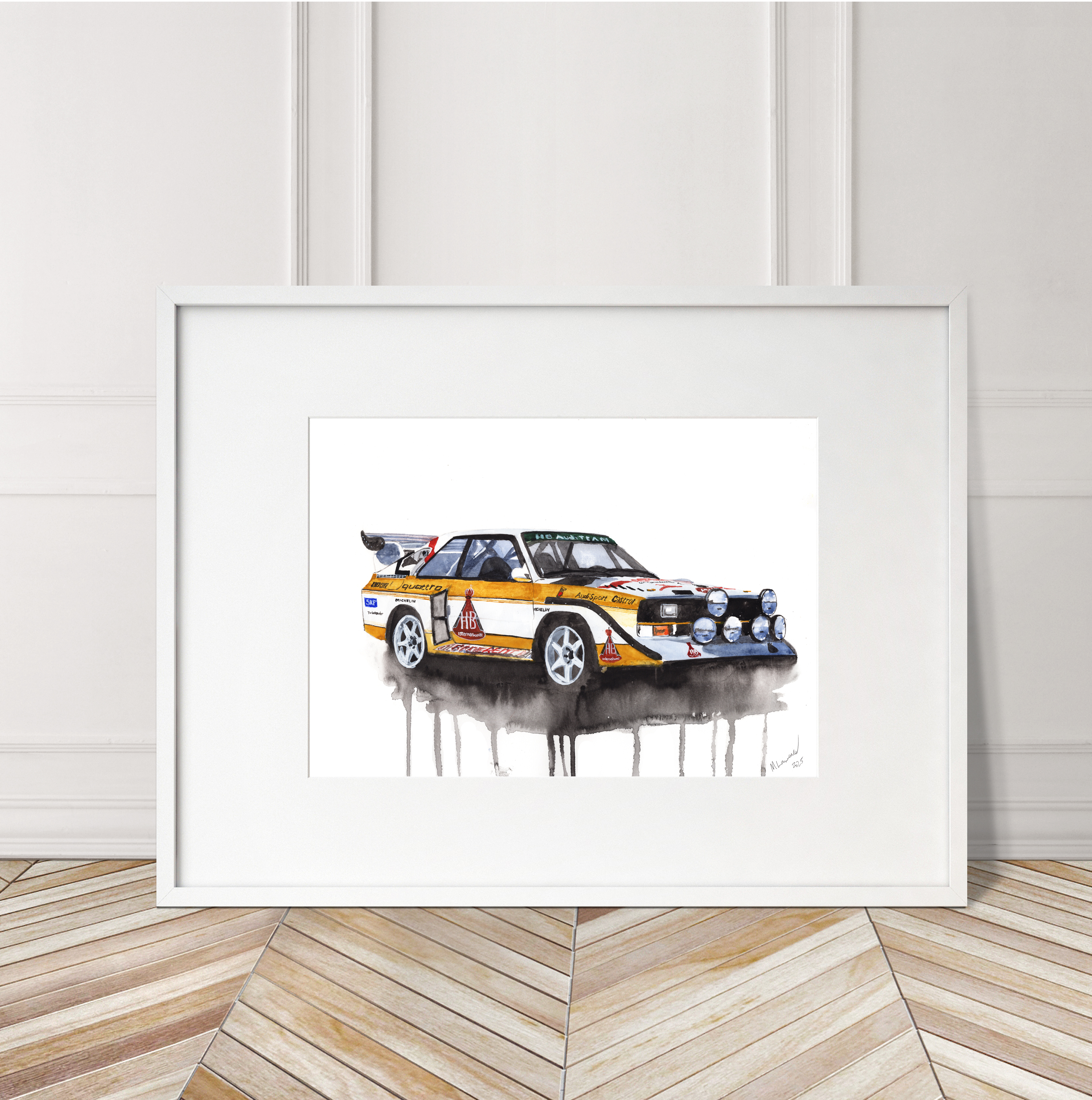 Audi Quattro Print. Audi Quattro Poster. Gifts For Him. Hand Painted Art. birthday gift