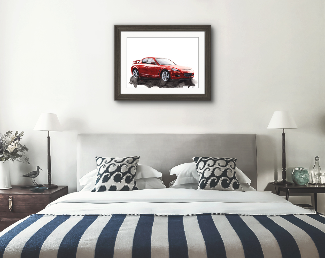 Mazda RX8 Print. Mazda RX8 Poster. Gifts For Him. Hand Painted Art. birthday gift