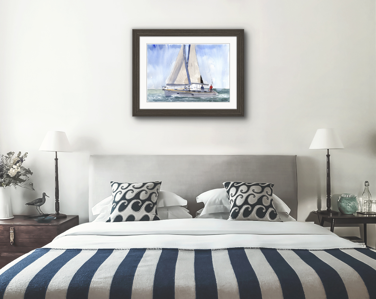 Bavaria Yacht Print. Bavaria Poster. Gifts For Him. Hand Painted Art. birthday gift