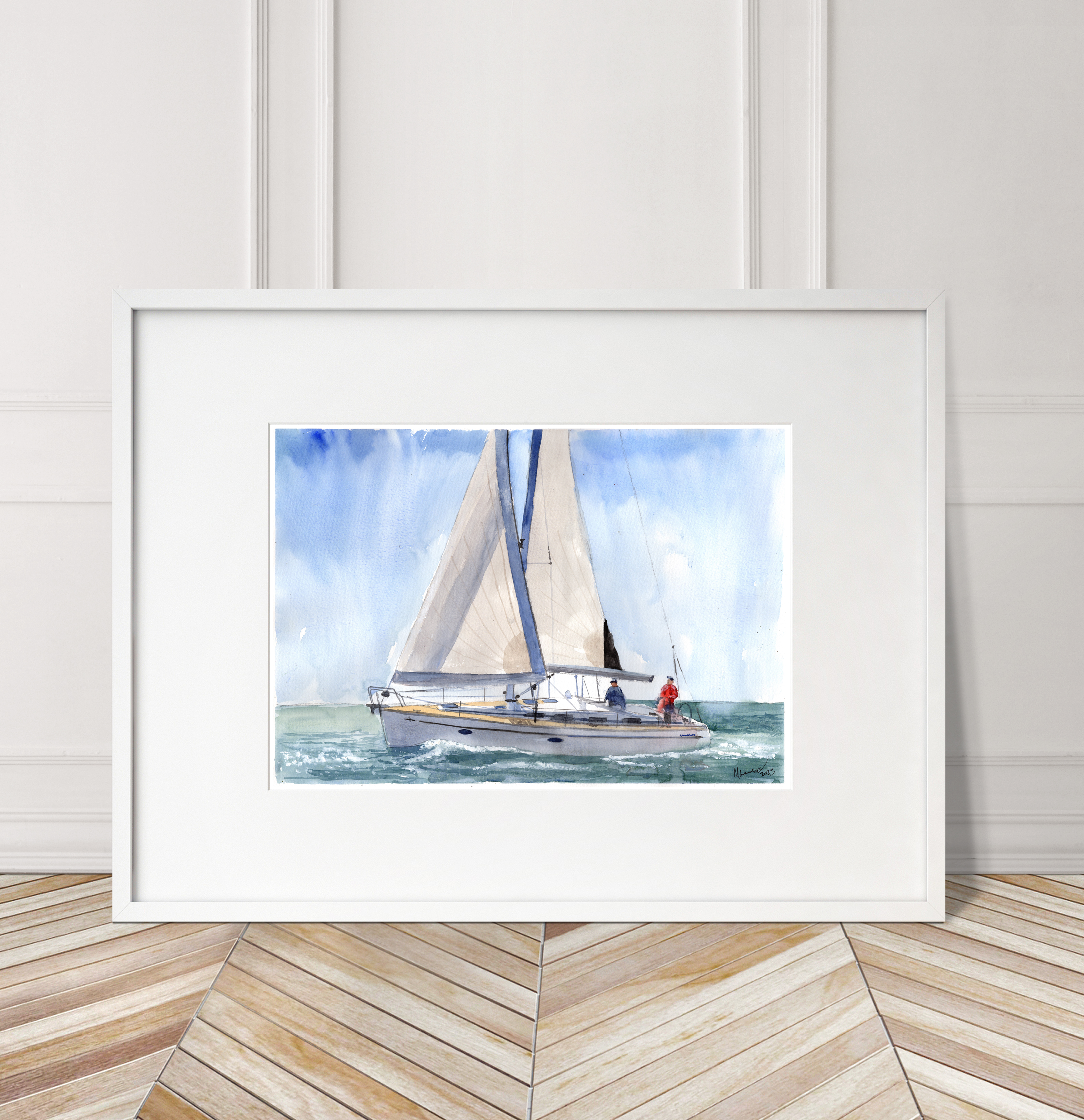 Bavaria Yacht Print. Bavaria Poster. Gifts For Him. Hand Painted Art. birthday gift
