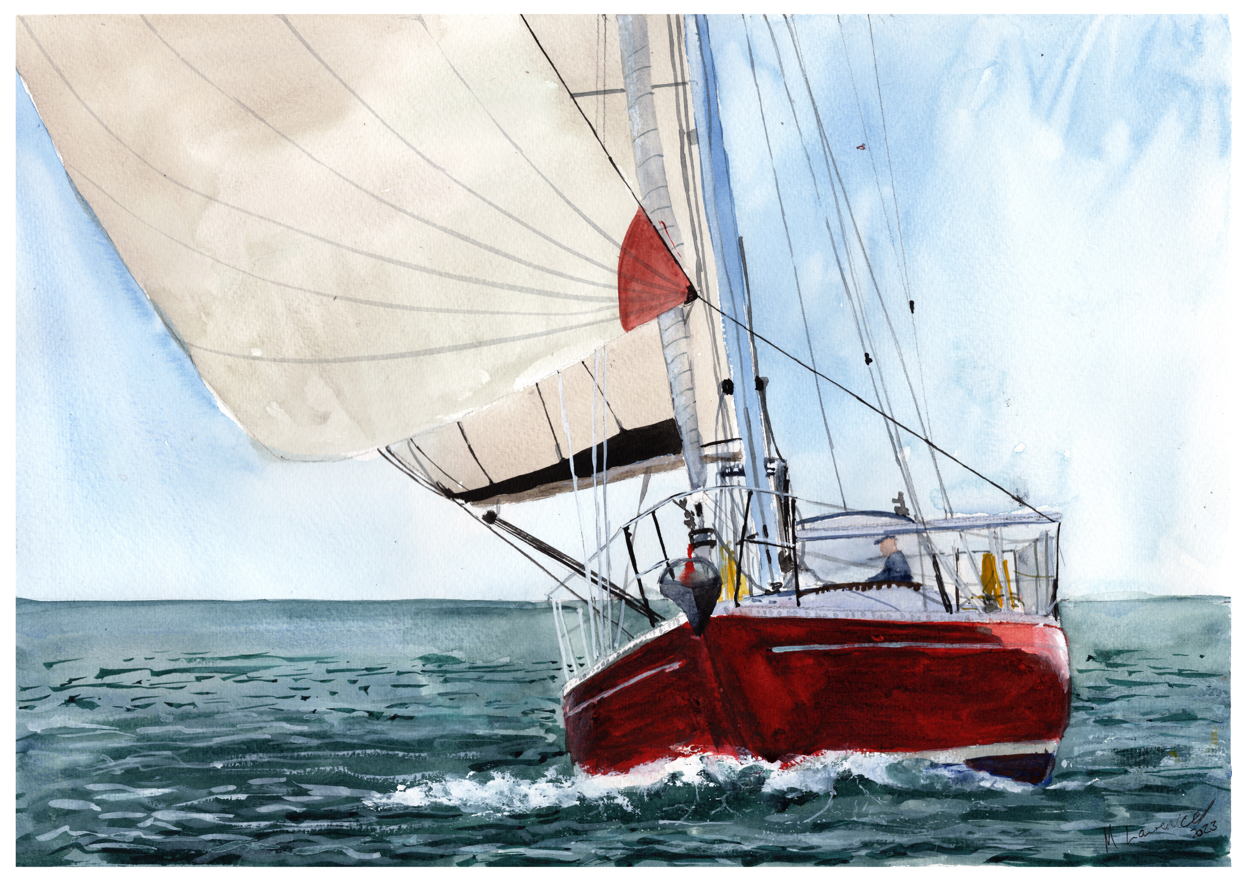 Rustler Yacht Print. Rustler Poster. Gifts For Him. Hand Painted Art. birthday gift