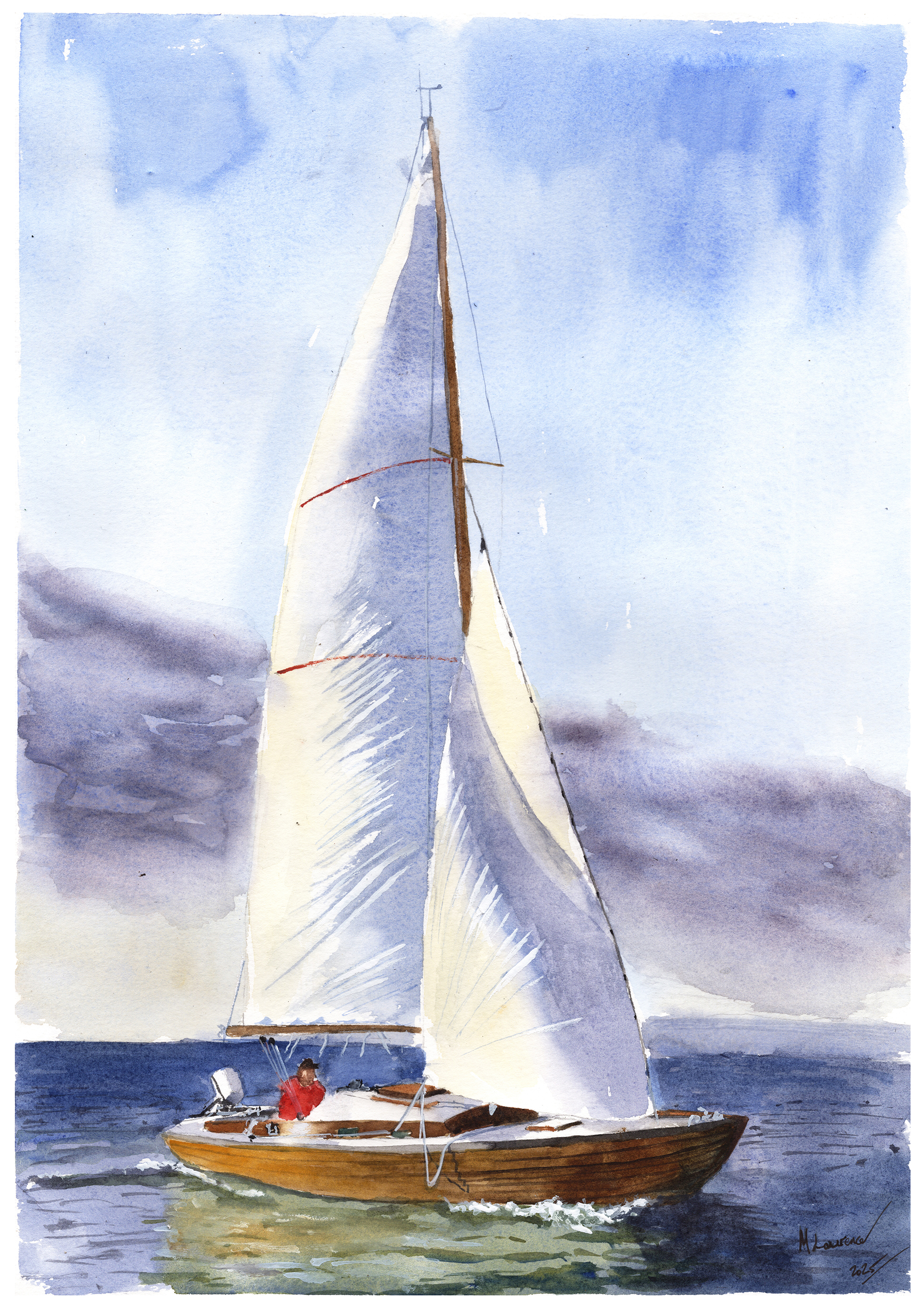 Folkeboot Yacht Print. Folkeboot Poster. Gifts For Him. Hand Painted Art. birthday gift