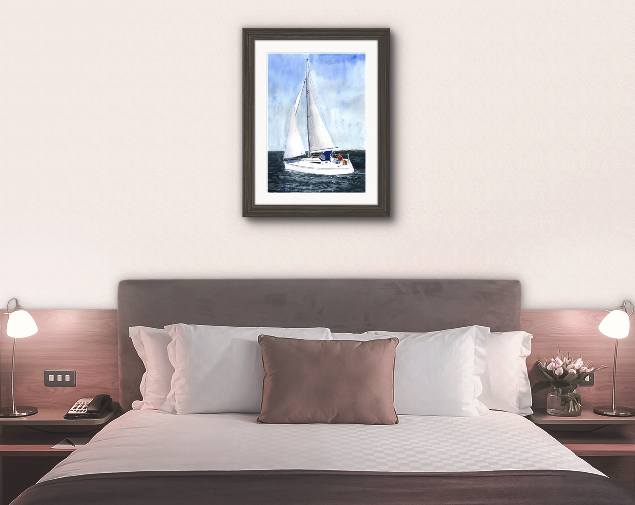 Jeanneau 24 Yacht Print. Jeanneau 24 Poster. Gifts For Him. Hand Painted Art. birthday gift