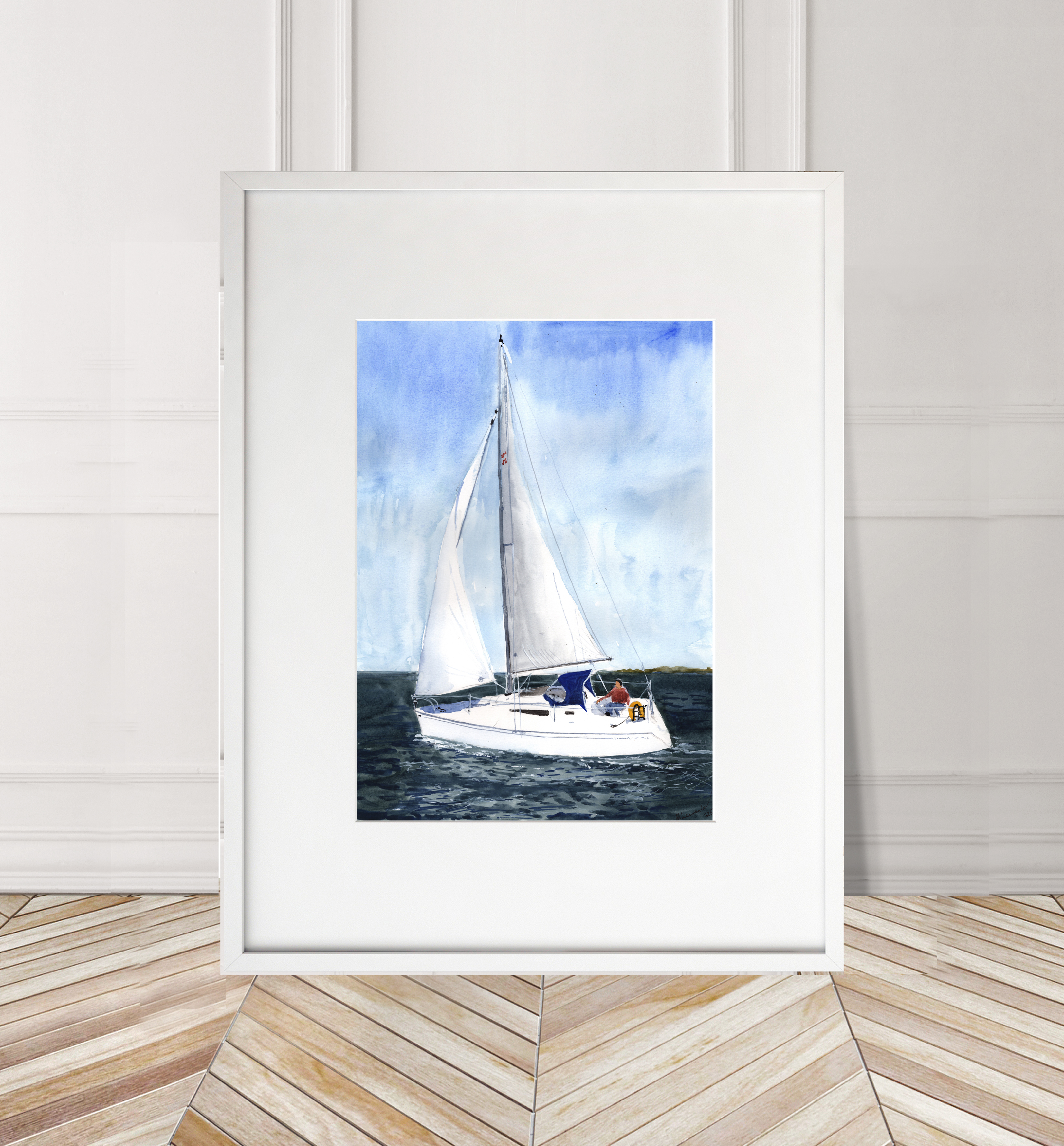 Jeanneau 24 Yacht Print. Jeanneau 24 Poster. Gifts For Him. Hand Painted Art. birthday gift