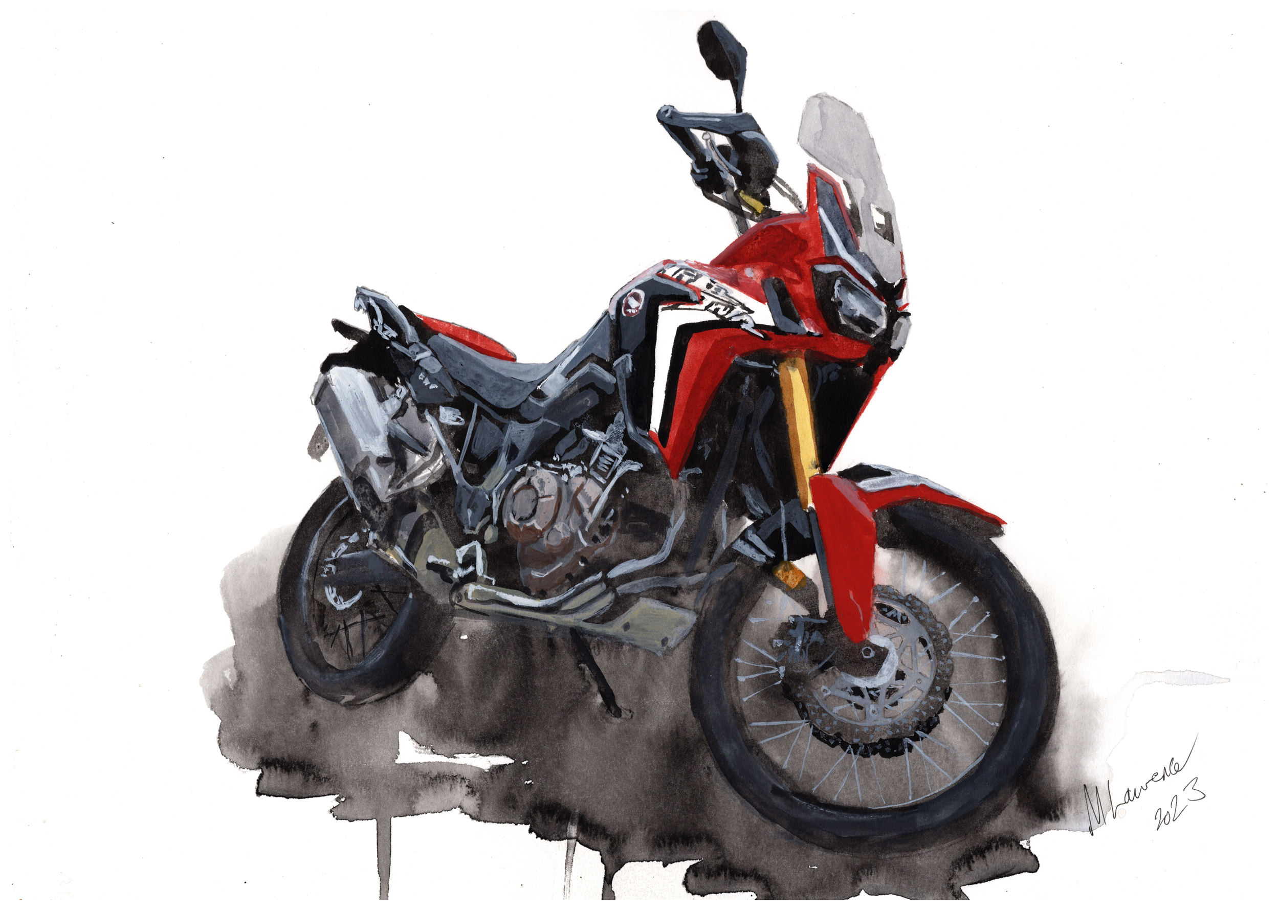 Hinda Africa Twin Print. Honda Africa Poster. Gifts For Him. Hand Painted Art. birthday gift