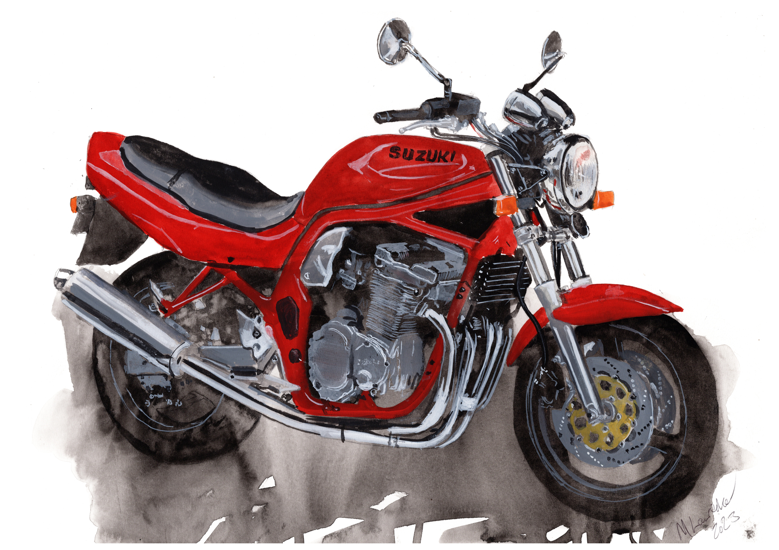 Suzuki Bandit Print. Suzuki Bandit Poster. Gifts For Him. Hand Painted Art. birthday gift