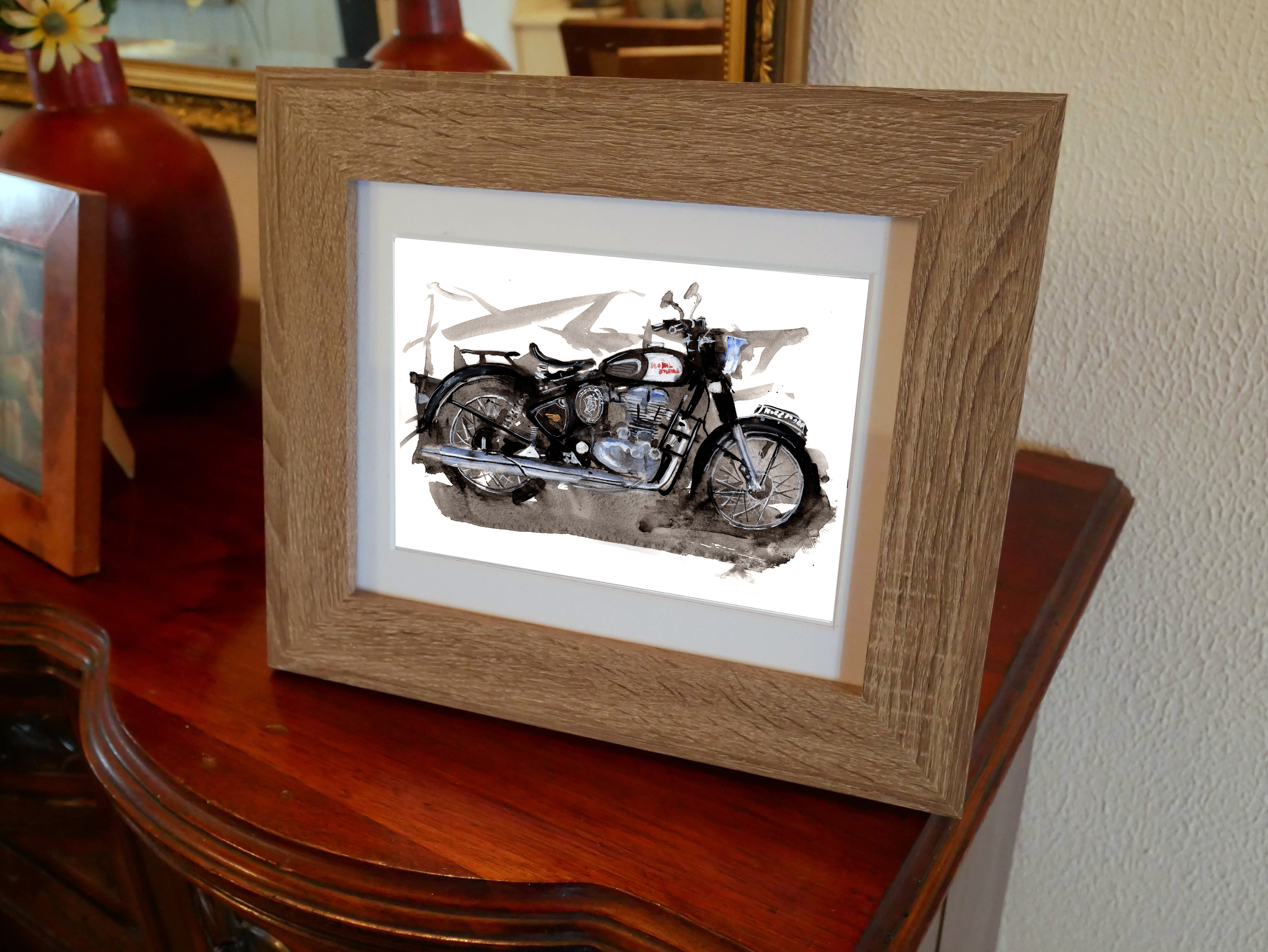 Royal Enfield Bullet Print. Royal Enfield Bullet Poster. Gifts For Him. Hand Painted Art. birthday gift