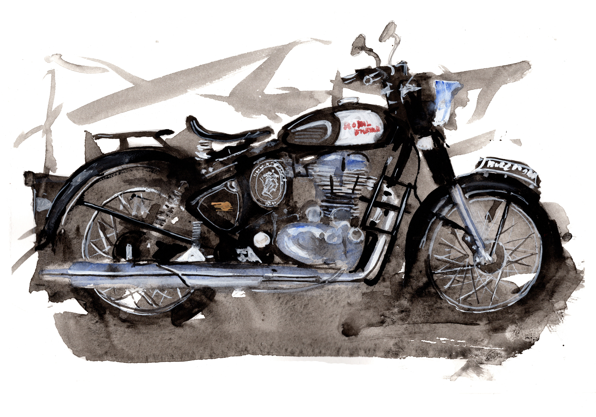 Royal Enfield Bullet Print. Royal Enfield Bullet Poster. Gifts For Him. Hand Painted Art. birthday gift