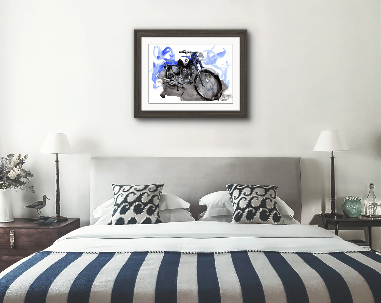 Honda CB77 Print. Honda CB77 Poster. Gifts For Him. Hand Painted Art. birthday gift