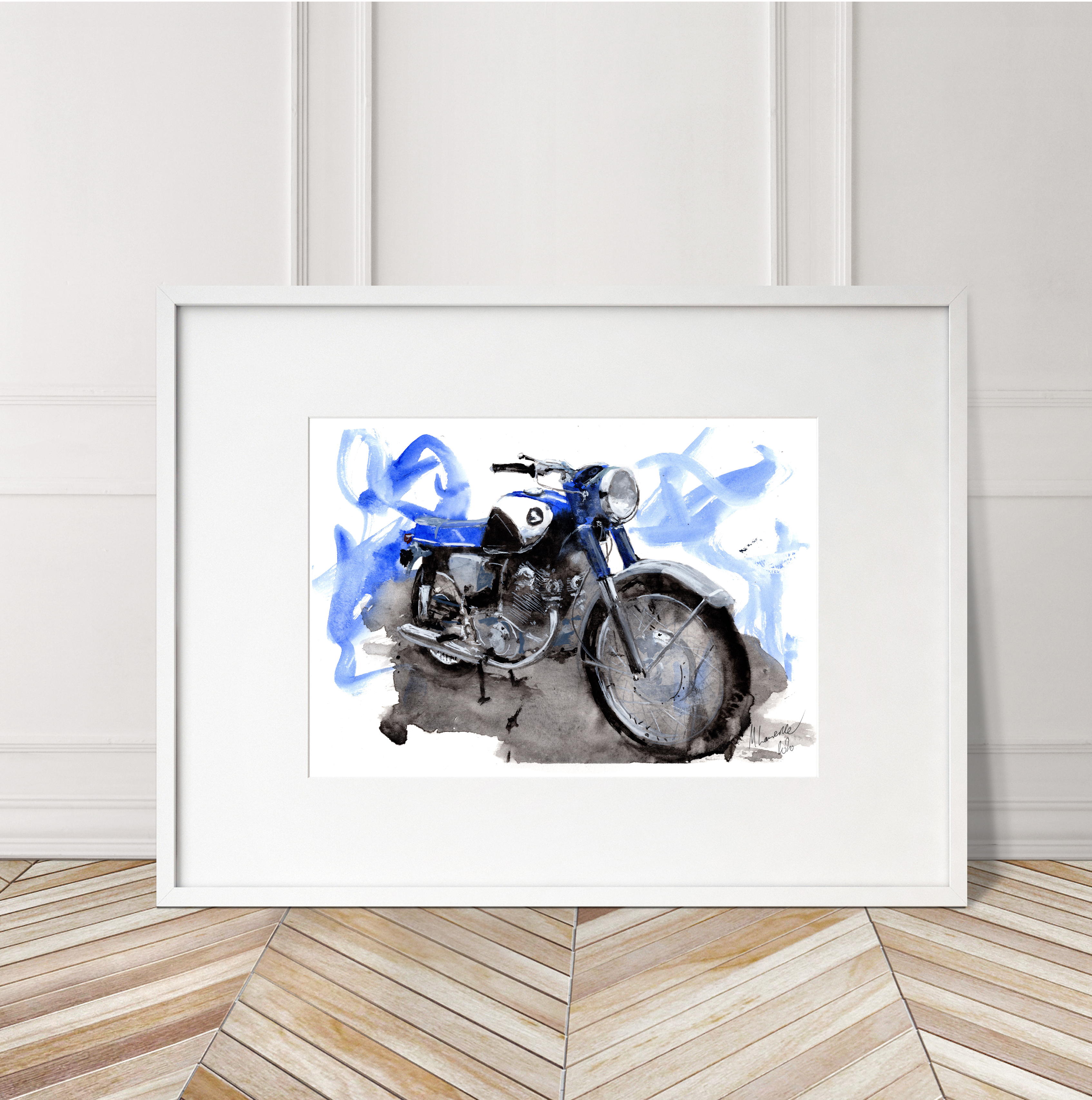 Honda CB77 Print. Honda CB77 Poster. Gifts For Him. Hand Painted Art. birthday gift