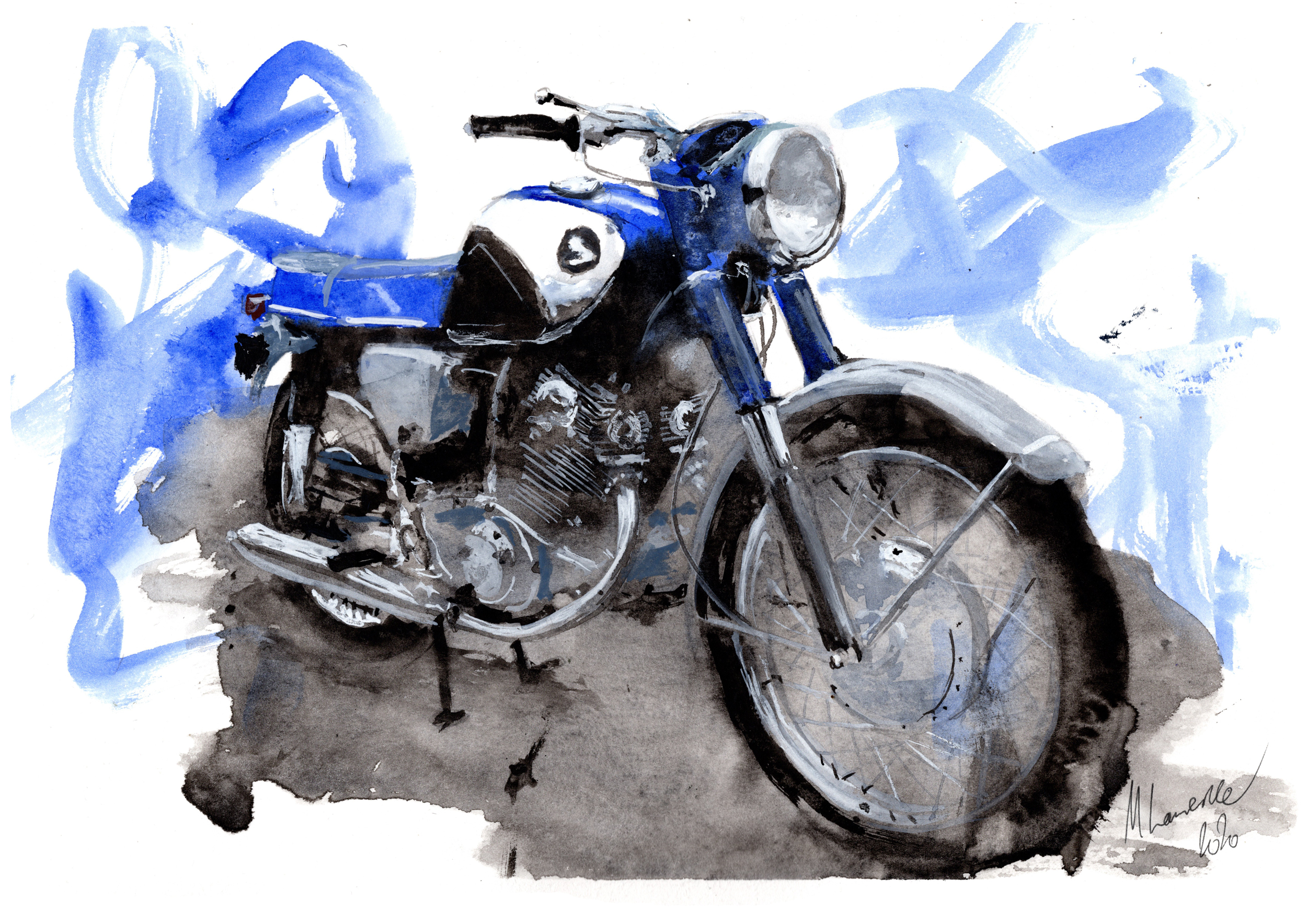 Honda CB77 Print. Honda CB77 Poster. Gifts For Him. Hand Painted Art. birthday gift