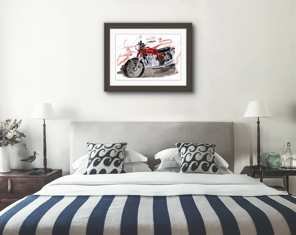 Honda CB350 Print. Honda CB350 Poster. Gifts For Him. Hand Painted Art. birthday gift
