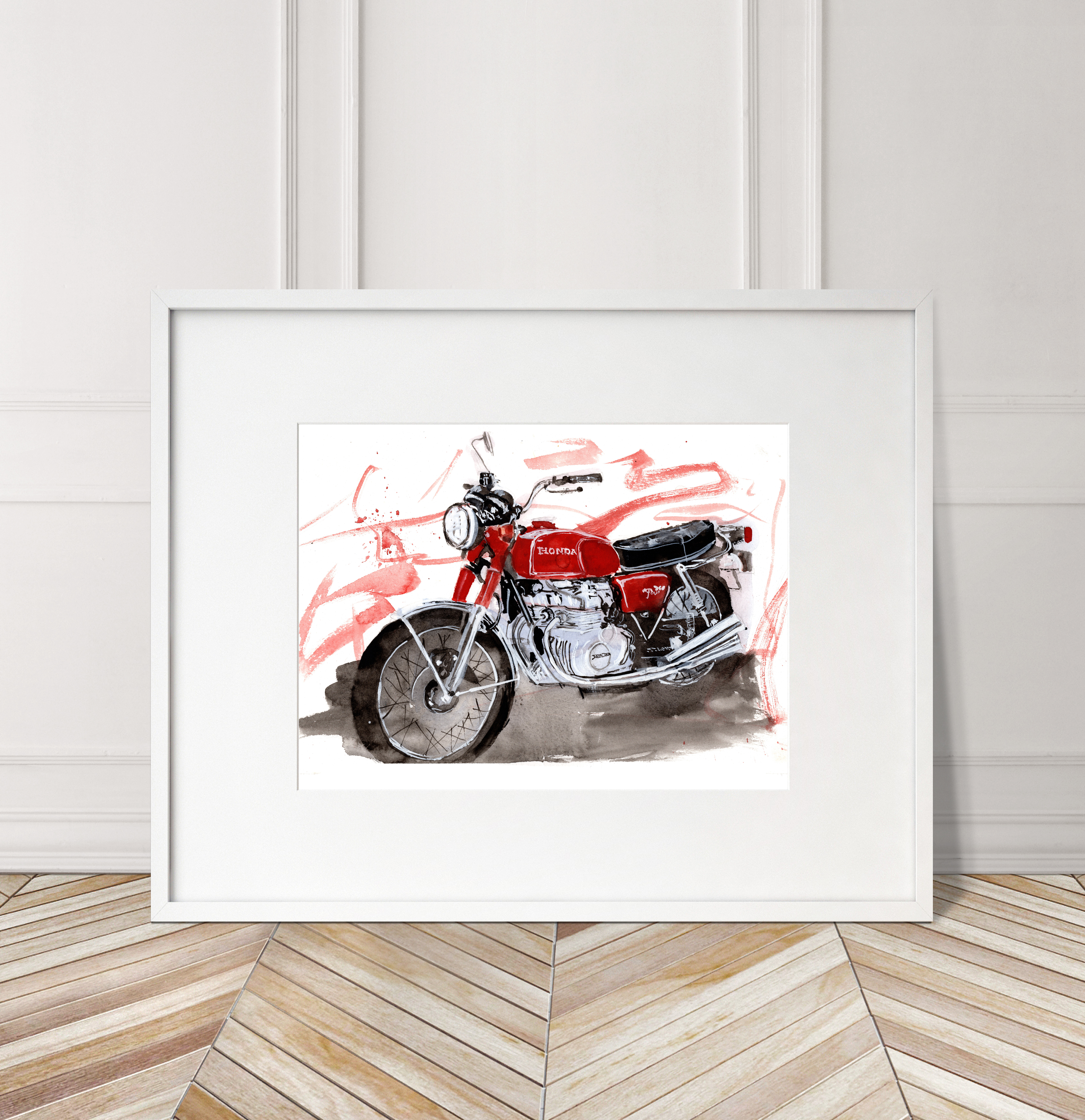 Honda CB350 Print. Honda CB350 Poster. Gifts For Him. Hand Painted Art. birthday gift