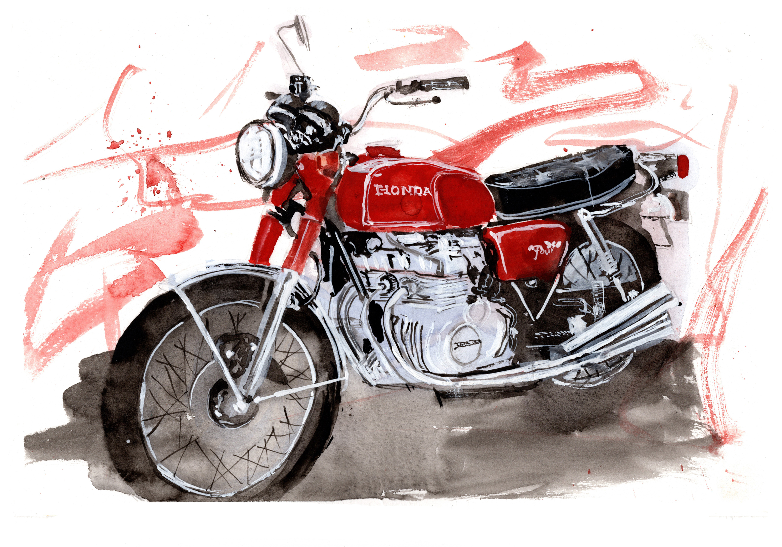 Honda CB350 Print. Honda CB350 Poster. Gifts For Him. Hand Painted Art. birthday gift