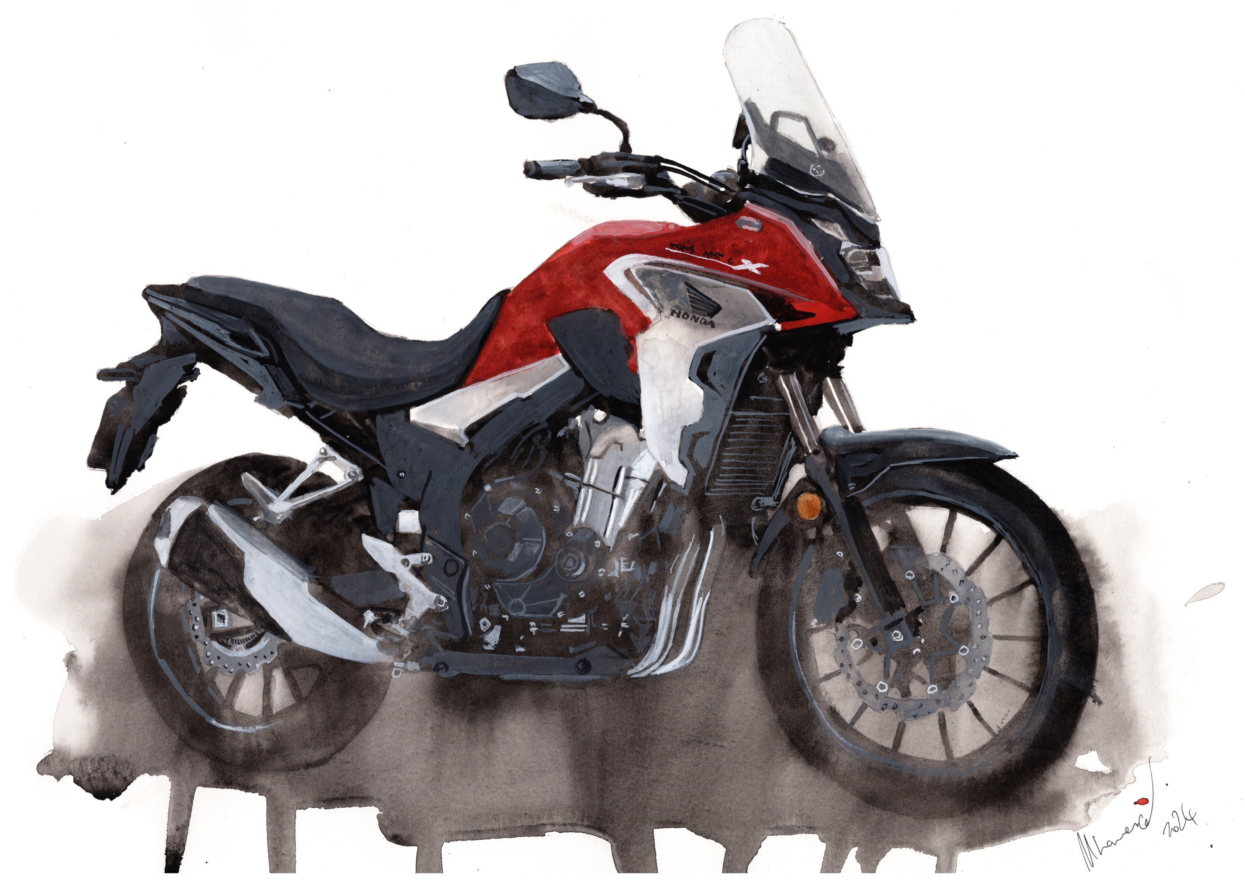 Honda CB500 Print. Honda CB500 Poster. Gifts For Him. Hand Painted Art. birthday gift