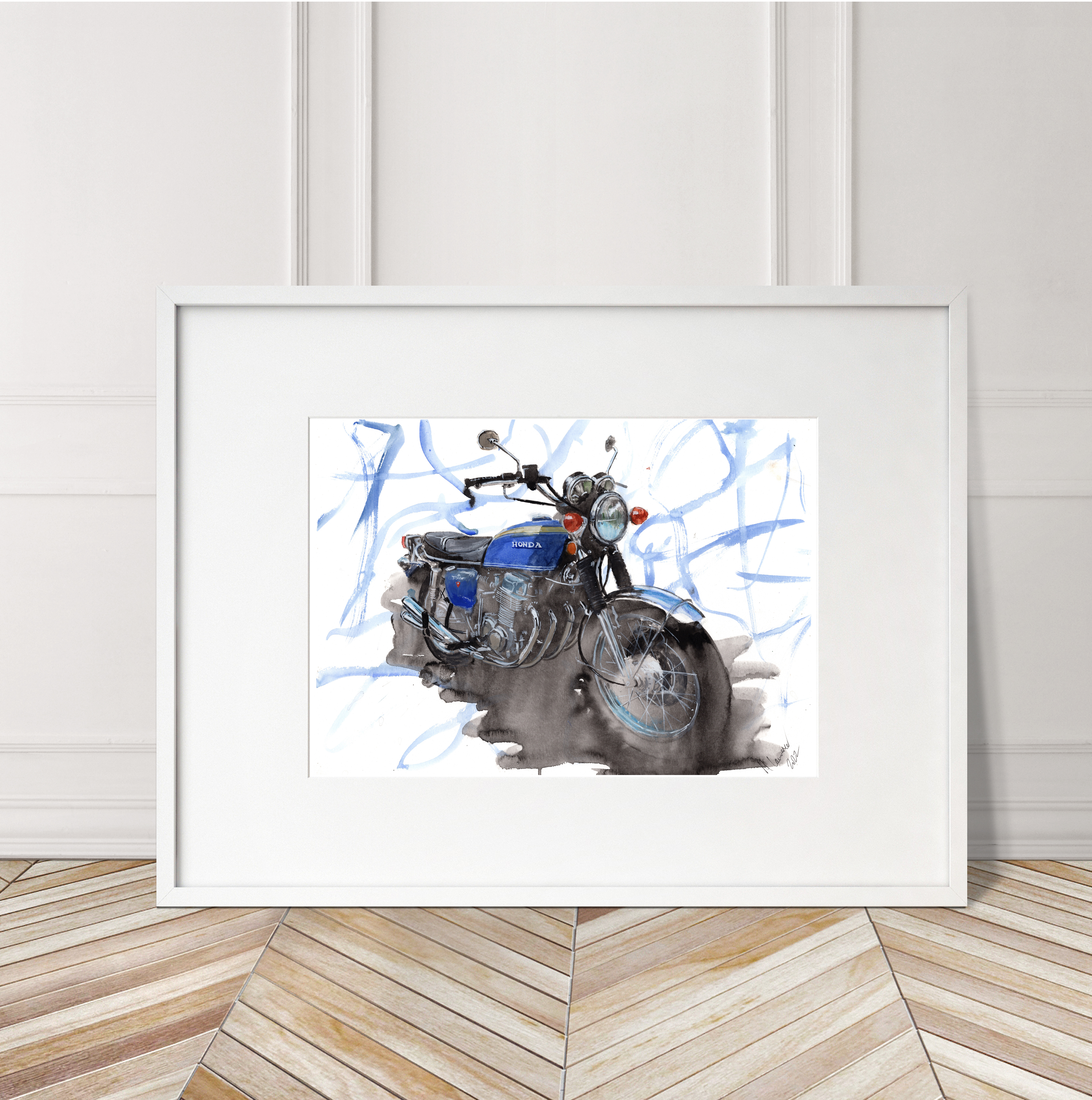 Honda CB750 Print. Honda CB750 Poster. Gifts For Him. Hand Painted Art. birthday gift