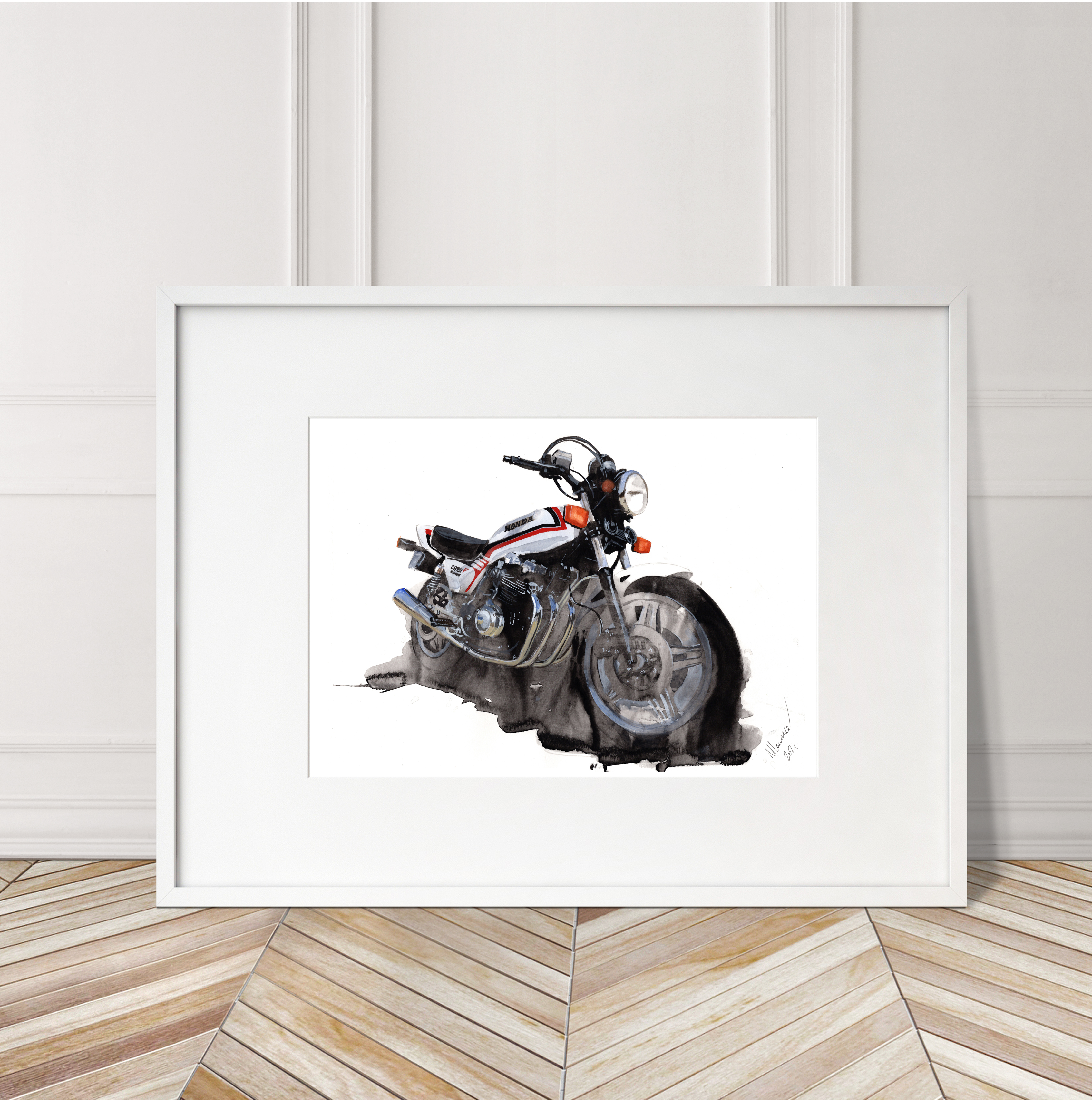Honda CB900f Print. Honda CB900f Poster. Gifts For Him. Hand Painted Art. birthday gift