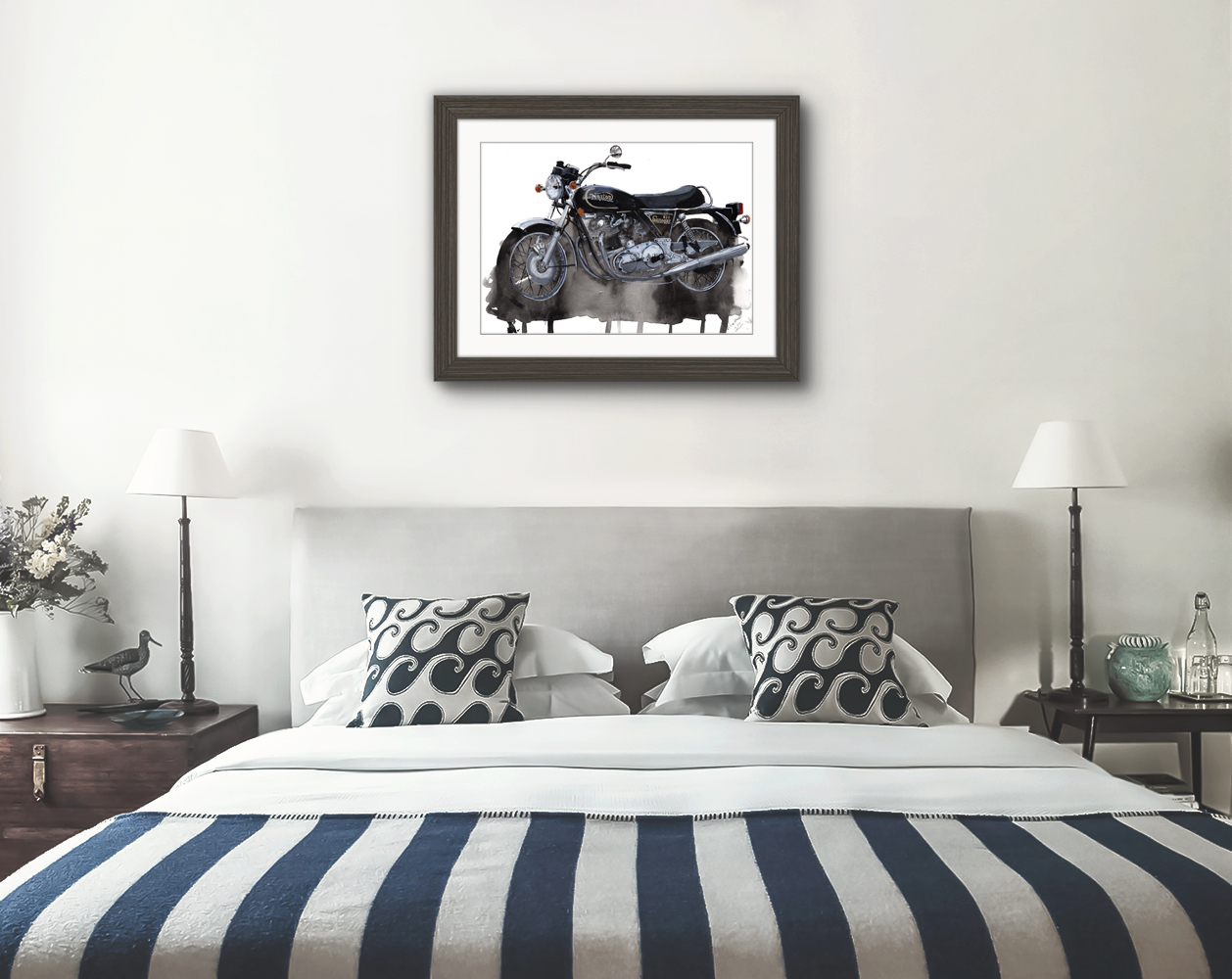 Norton Commando Print. Norton Commando Poster. Gifts For Him. Hand Painted Art. birthday gift