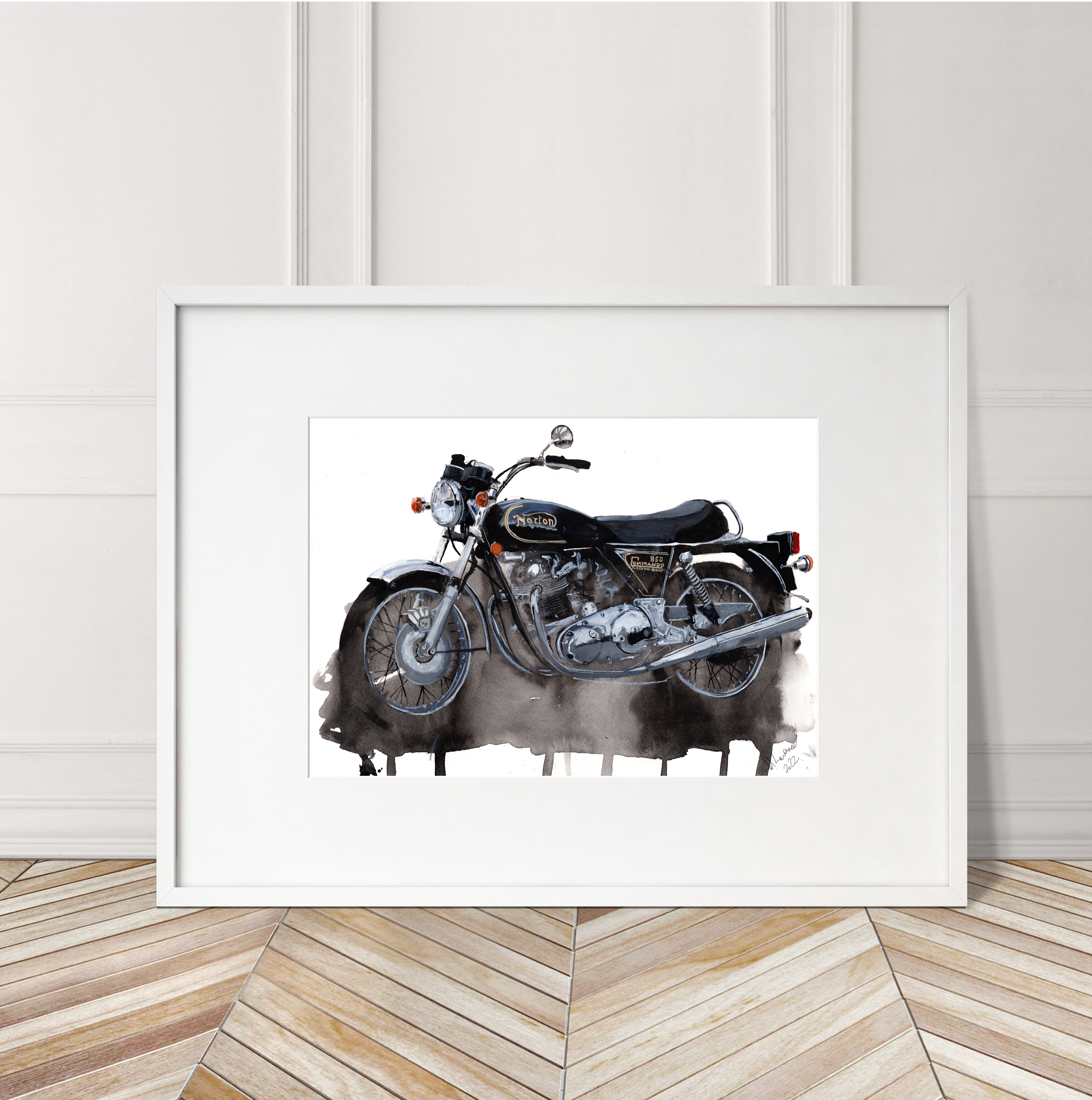Norton Commando Print. Norton Commando Poster. Gifts For Him. Hand Painted Art. birthday gift
