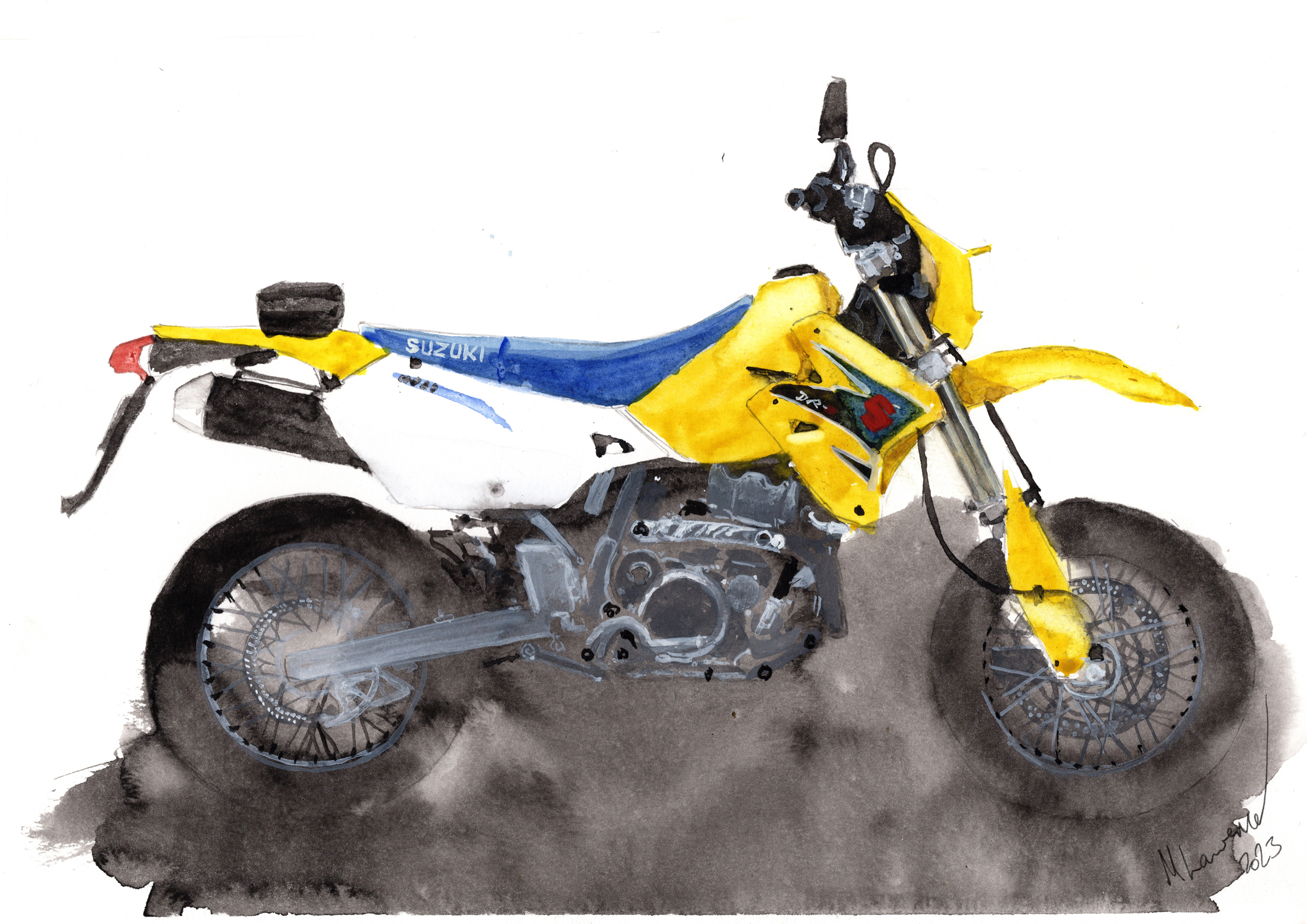 Suzuki DRZ Print. Suzuki DRZ Poster. Gifts For Him. Hand Painted Art. birthday gift