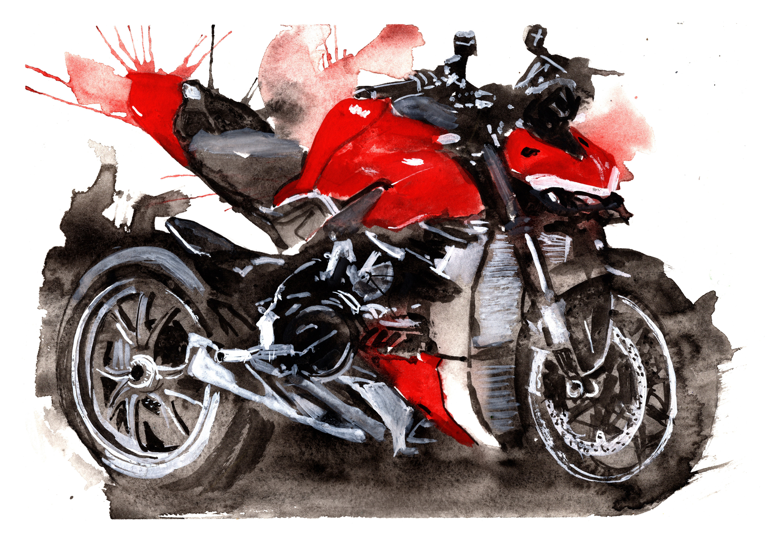 Ducati Streetfighter Print. Ducati Streetfighter Poster. Gifts For Him. Hand Painted Art. birthday gift