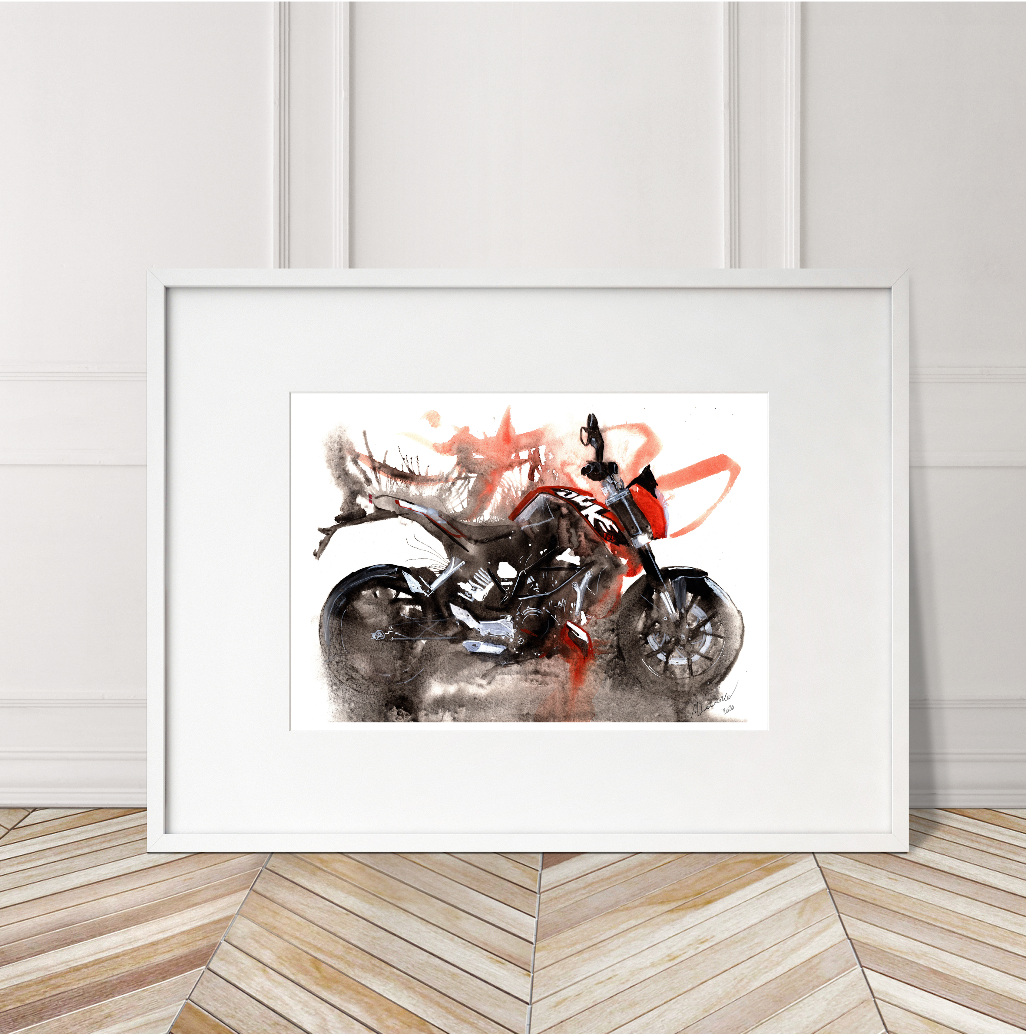 Duke KTM 125 Print. Duke KTM 125 Poster. Gifts For Him. Hand Painted Art. birthday gift
