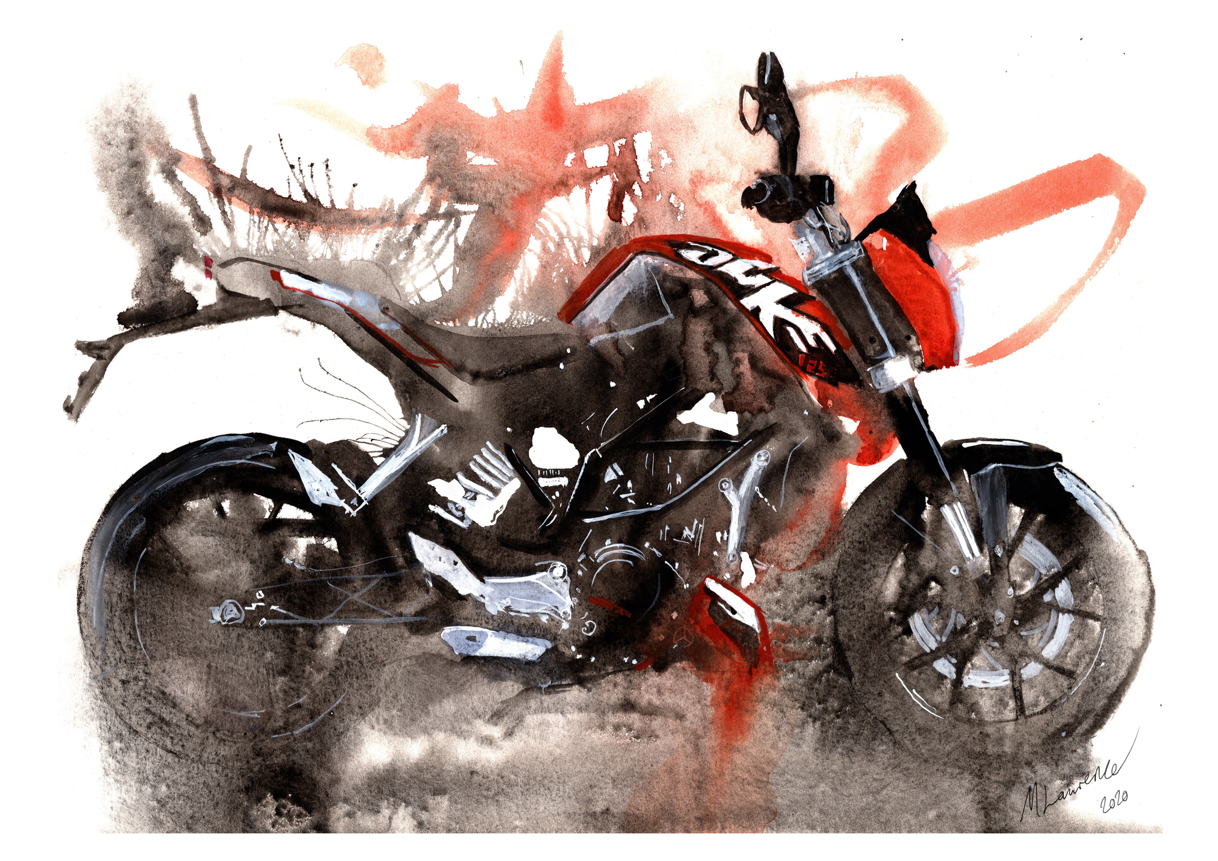 Duke KTM 125 Print. Duke KTM 125 Poster. Gifts For Him. Hand Painted Art. birthday gift