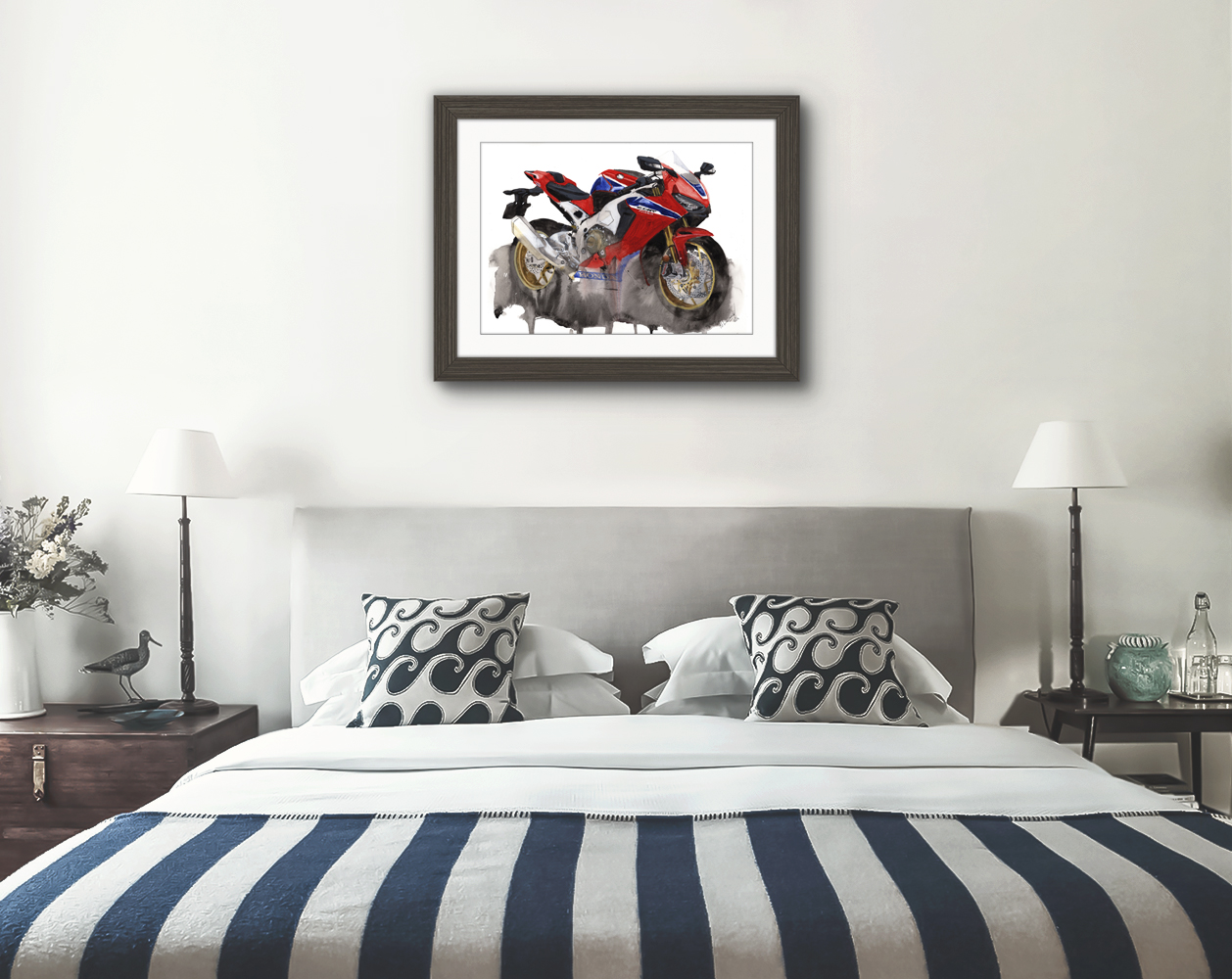Honda Fireblade Print. Honda Fireblade Poster. Gifts For Him. Hand Painted Art. birthday gift