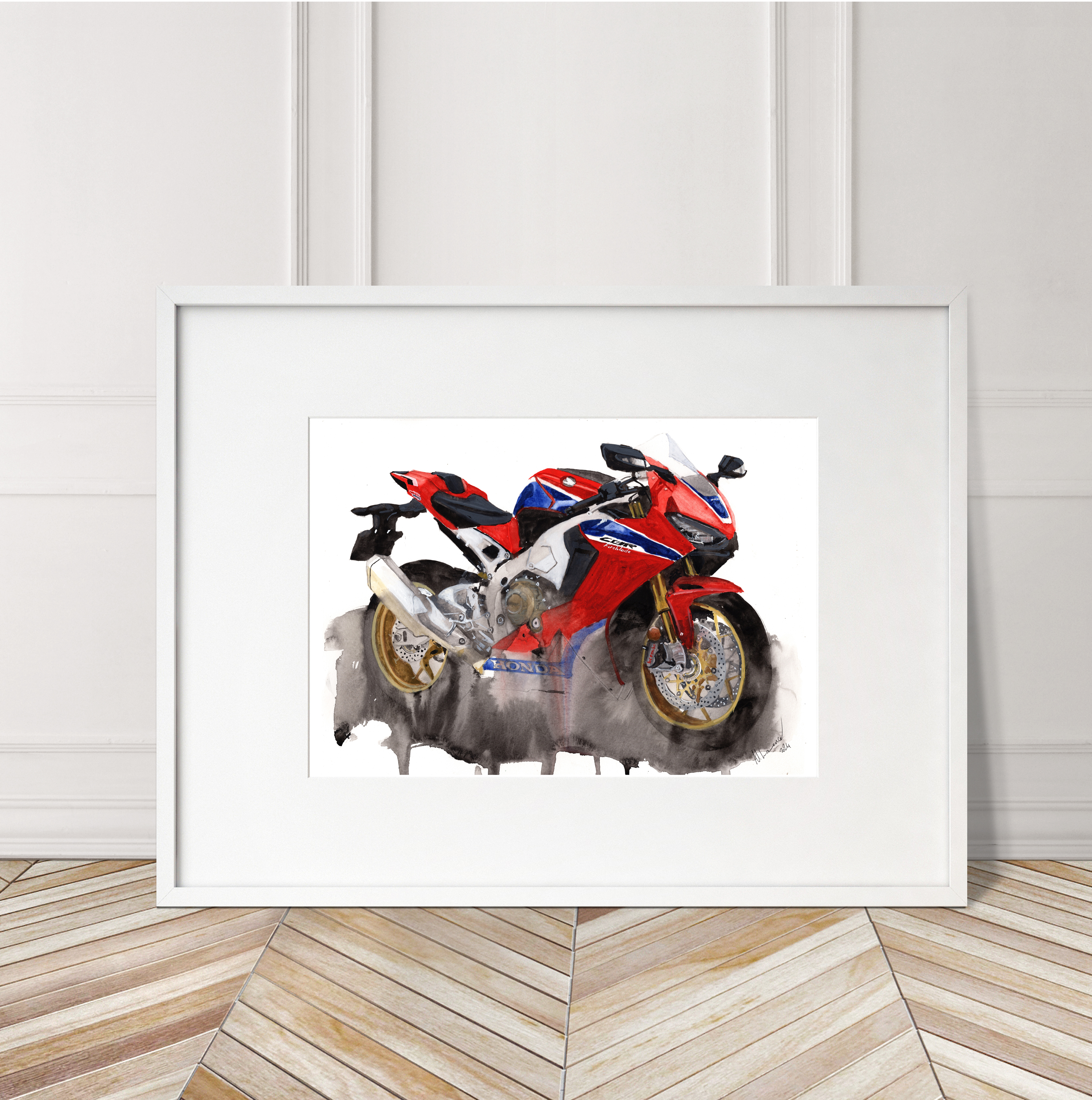 Honda Fireblade Print. Honda Fireblade Poster. Gifts For Him. Hand Painted Art. birthday gift