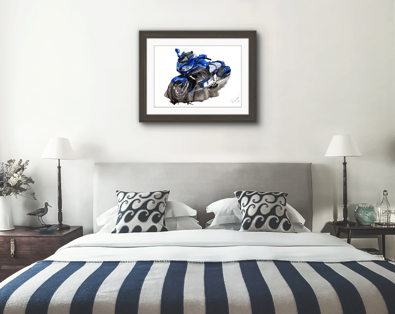 Yamaha FJR1300 Print. Yamaha FJR1300 Poster. Gifts For Him. Hand Painted Art. birthday gift