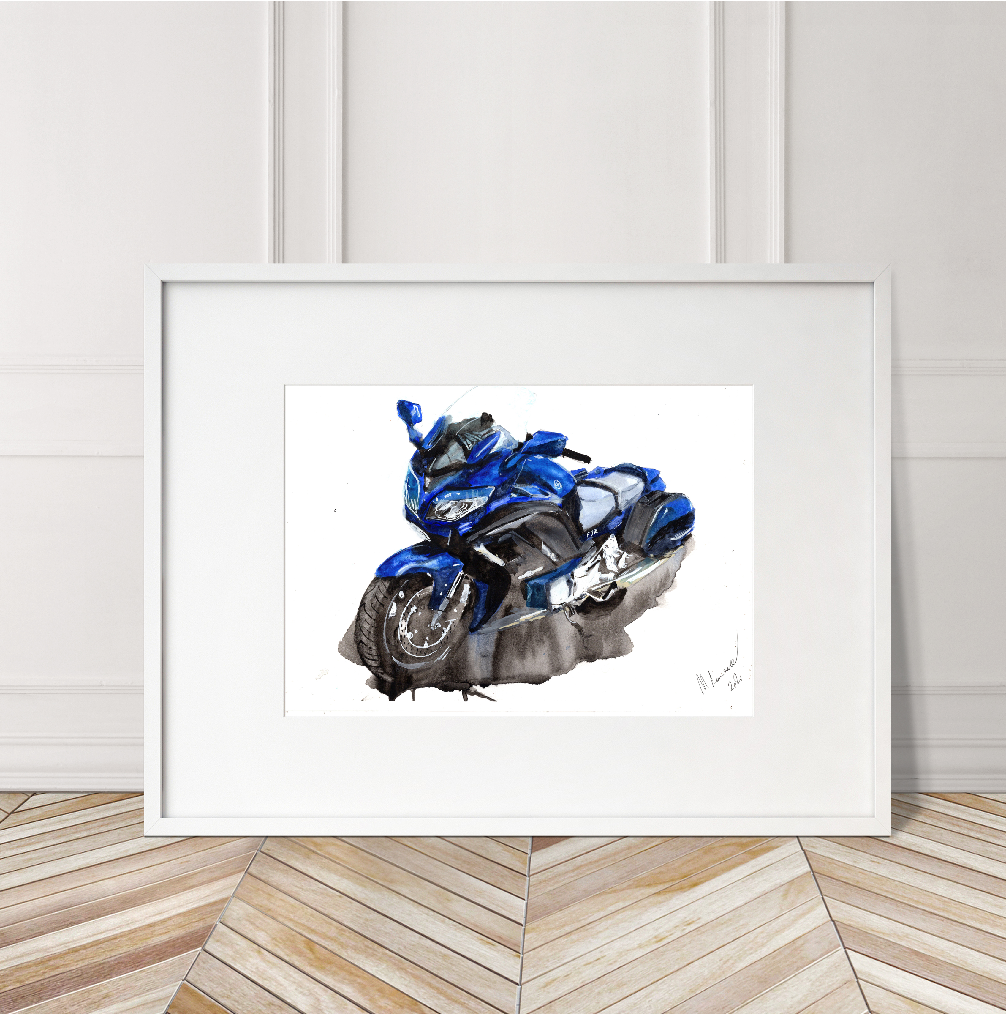 Yamaha FJR1300 Print. Yamaha FJR1300 Poster. Gifts For Him. Hand Painted Art. birthday gift